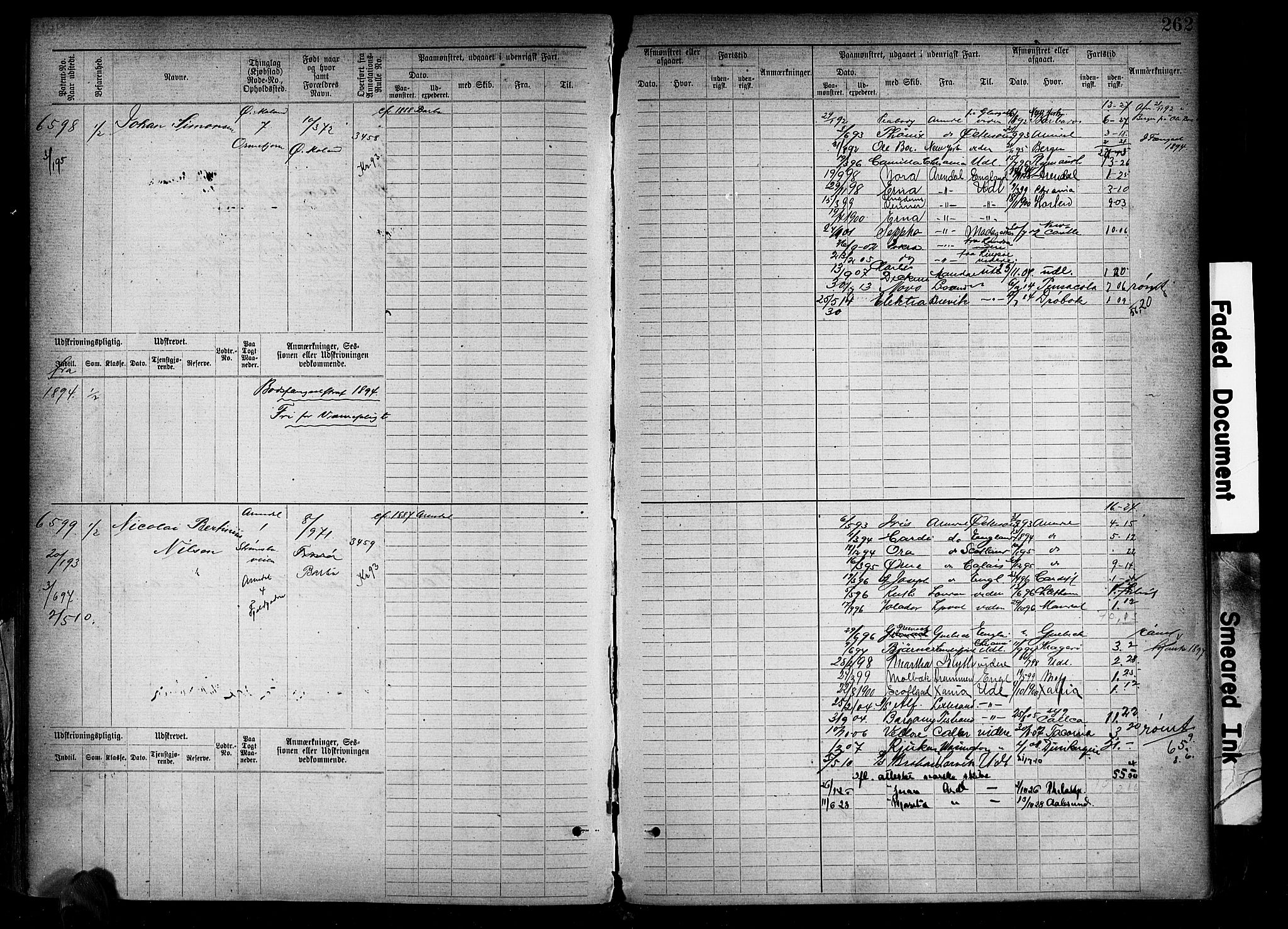 Arendal mønstringskrets, AV/SAK-2031-0012/F/Fb/L0018: Hovedrulle A nr 6077-6849, S-16, 1892-1894, p. 262