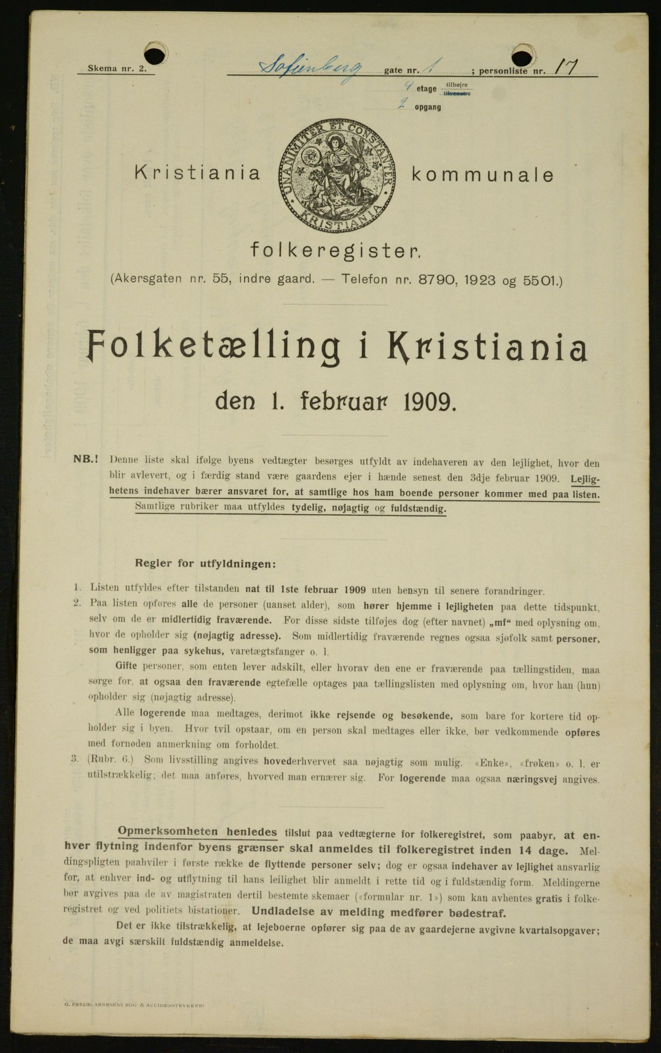 OBA, Municipal Census 1909 for Kristiania, 1909, p. 88992