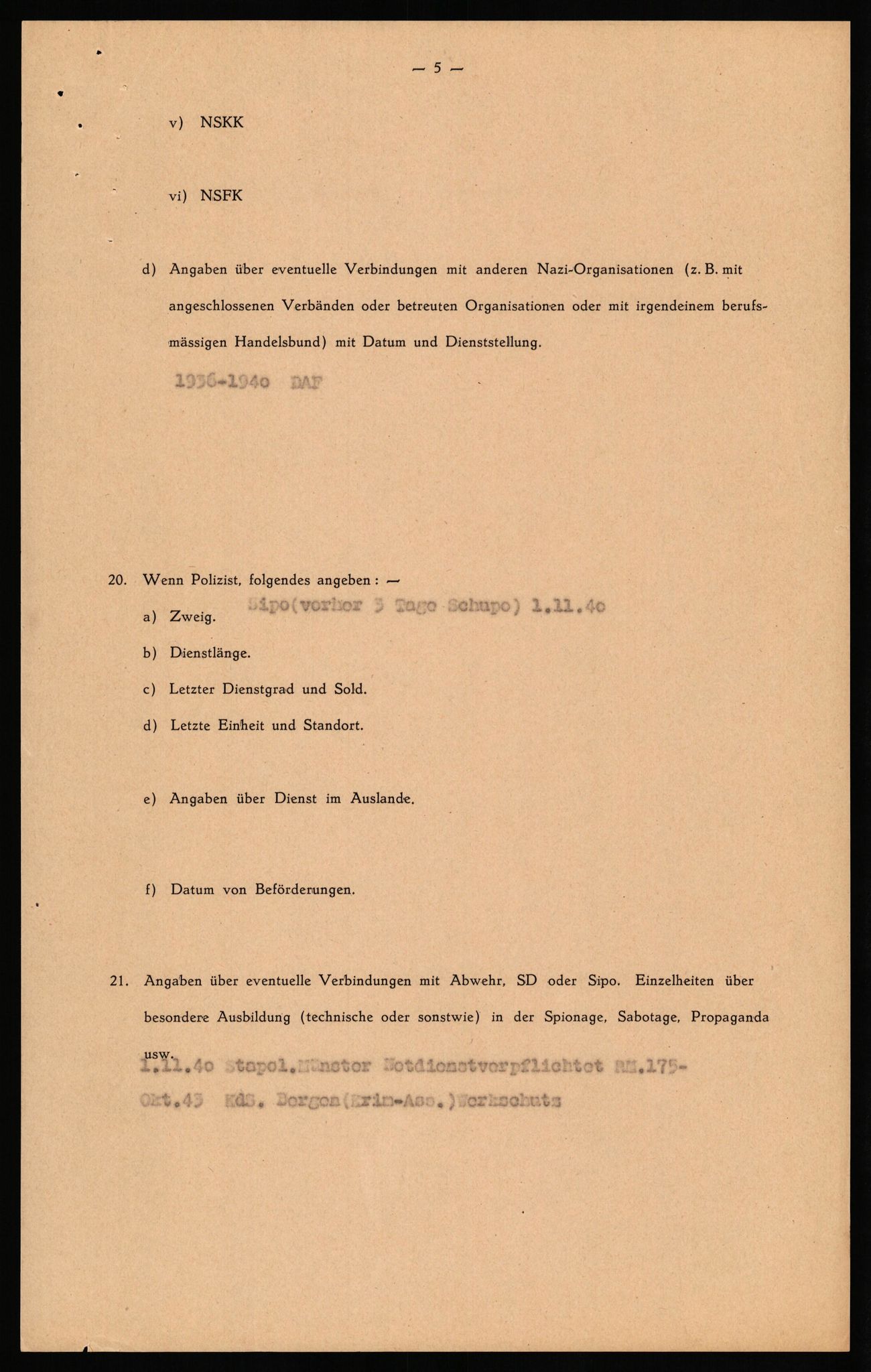 Forsvaret, Forsvarets overkommando II, AV/RA-RAFA-3915/D/Db/L0029: CI Questionaires. Tyske okkupasjonsstyrker i Norge. Tyskere., 1945-1946, p. 318