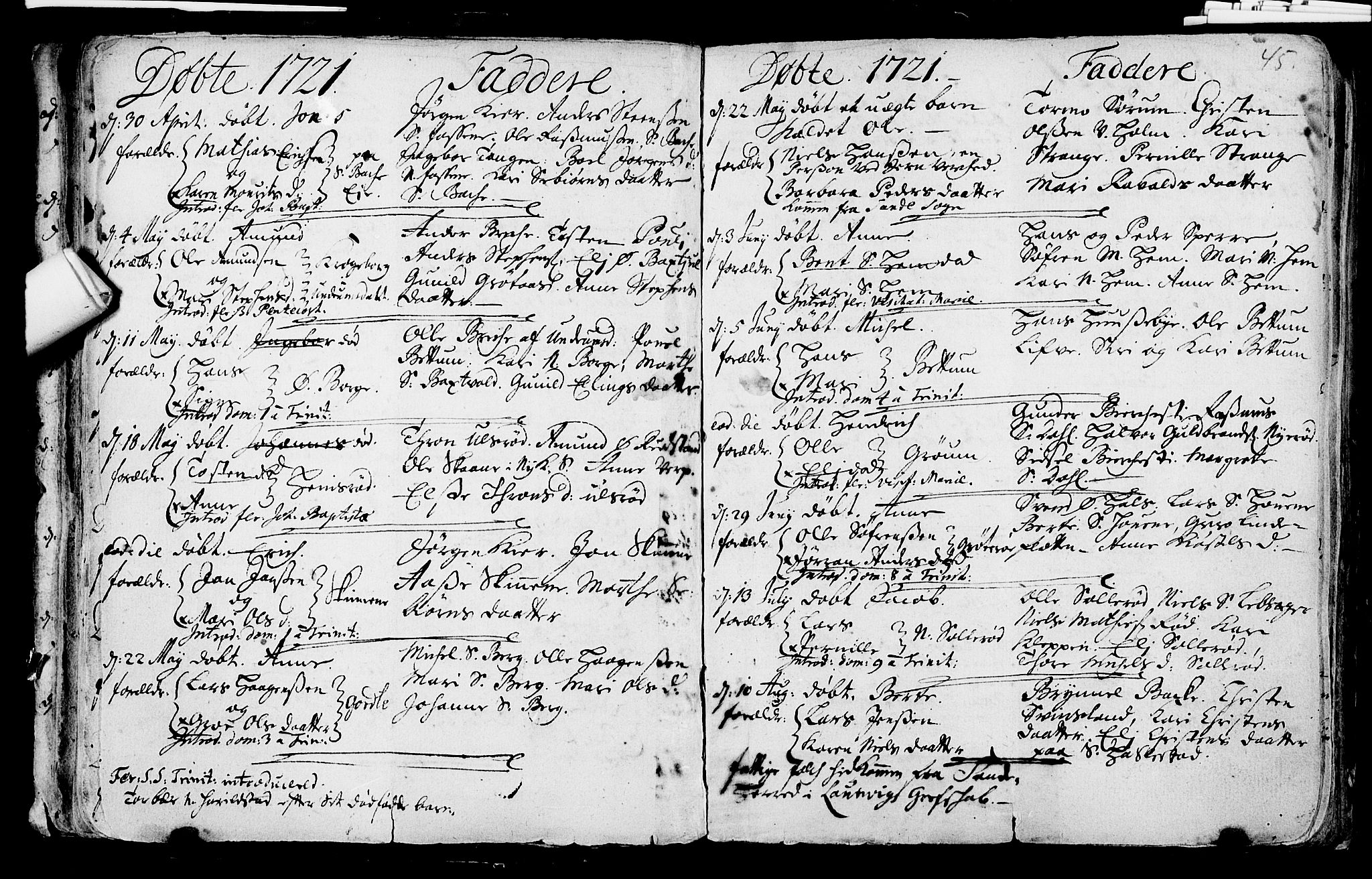 Våle kirkebøker, AV/SAKO-A-334/F/Fa/L0002: Parish register (official) no. I 2, 1705-1732, p. 45