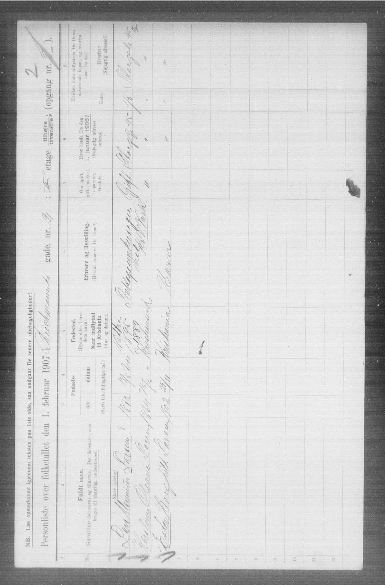 OBA, Municipal Census 1907 for Kristiania, 1907, p. 7995