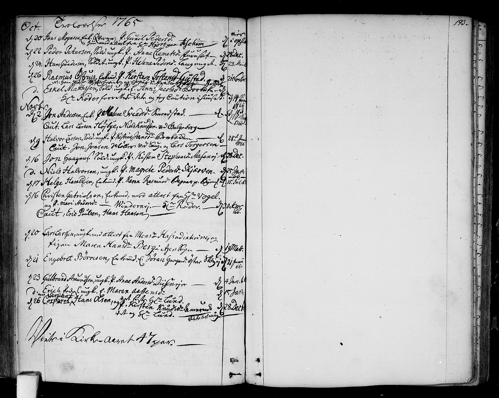Aker prestekontor kirkebøker, SAO/A-10861/F/L0008: Parish register (official) no. 8, 1749-1765, p. 193