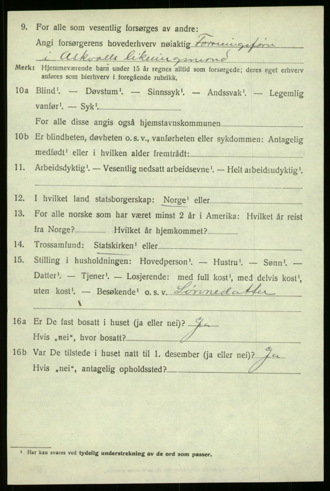 SAB, 1920 census for Askvoll, 1920, p. 4385