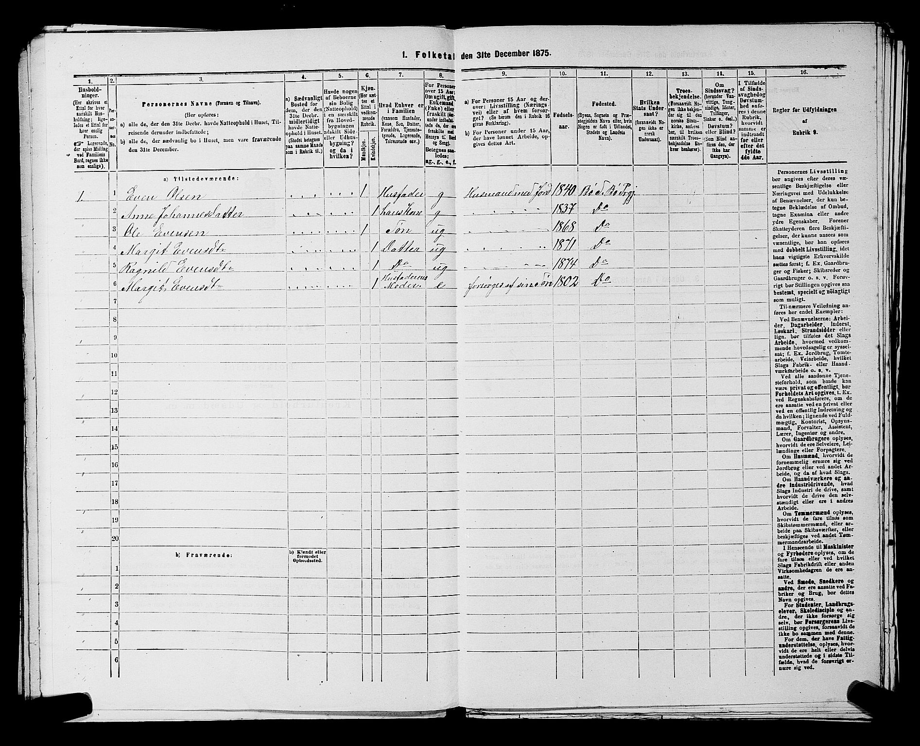 SAKO, 1875 census for 0821P Bø, 1875, p. 1005