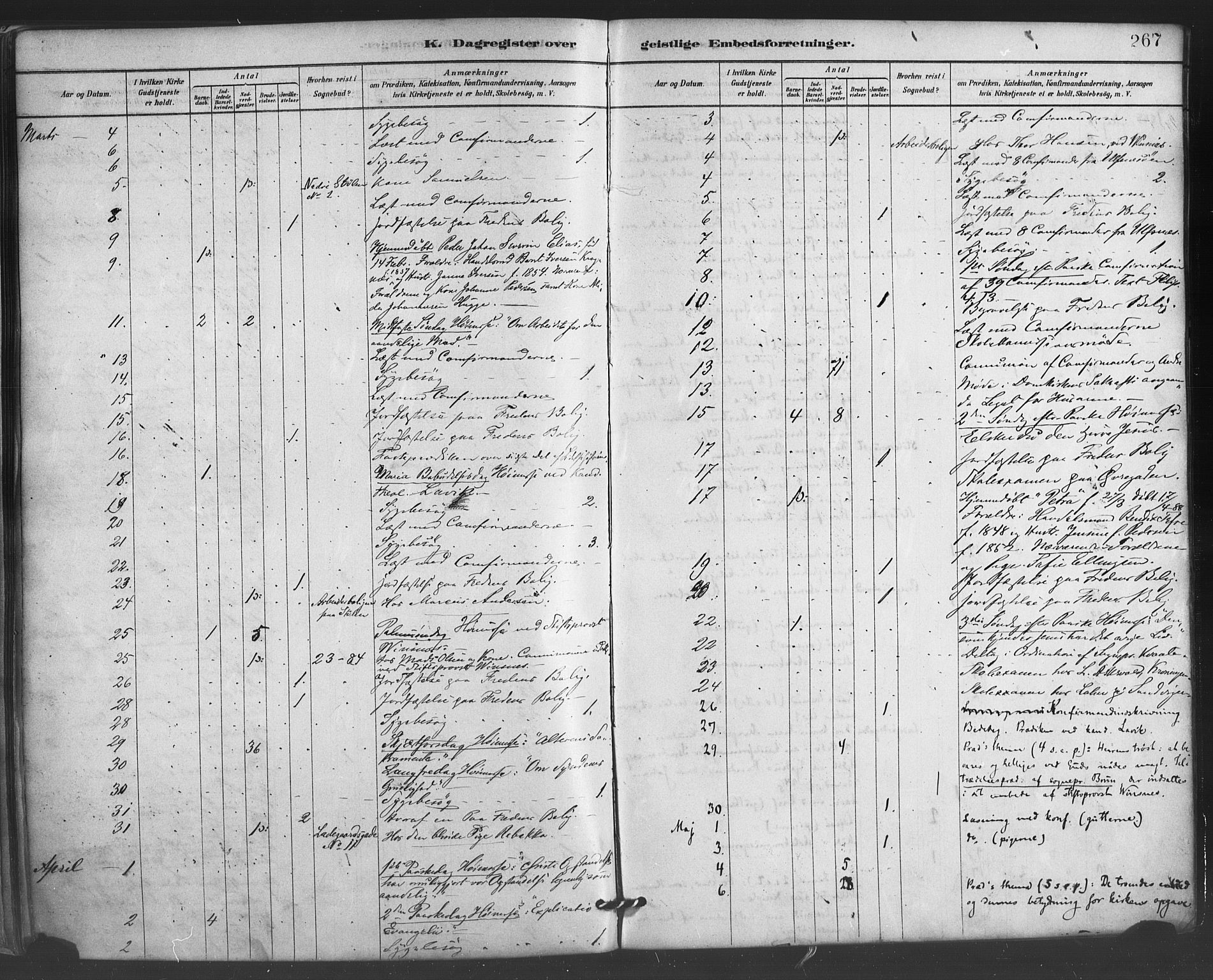Mariakirken Sokneprestembete, SAB/A-76901/H/Haa/L0007: Parish register (official) no. A 7, 1878-1893, p. 267