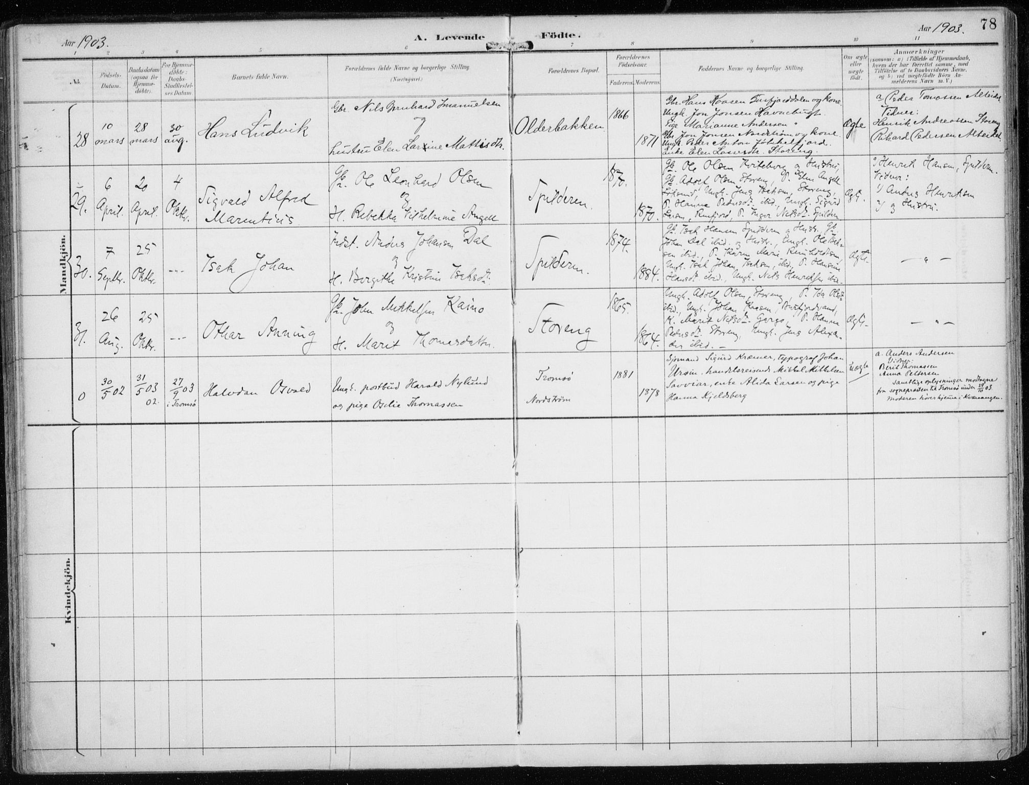 Skjervøy sokneprestkontor, AV/SATØ-S-1300/H/Ha/Haa/L0016kirke: Parish register (official) no. 16, 1892-1908, p. 78