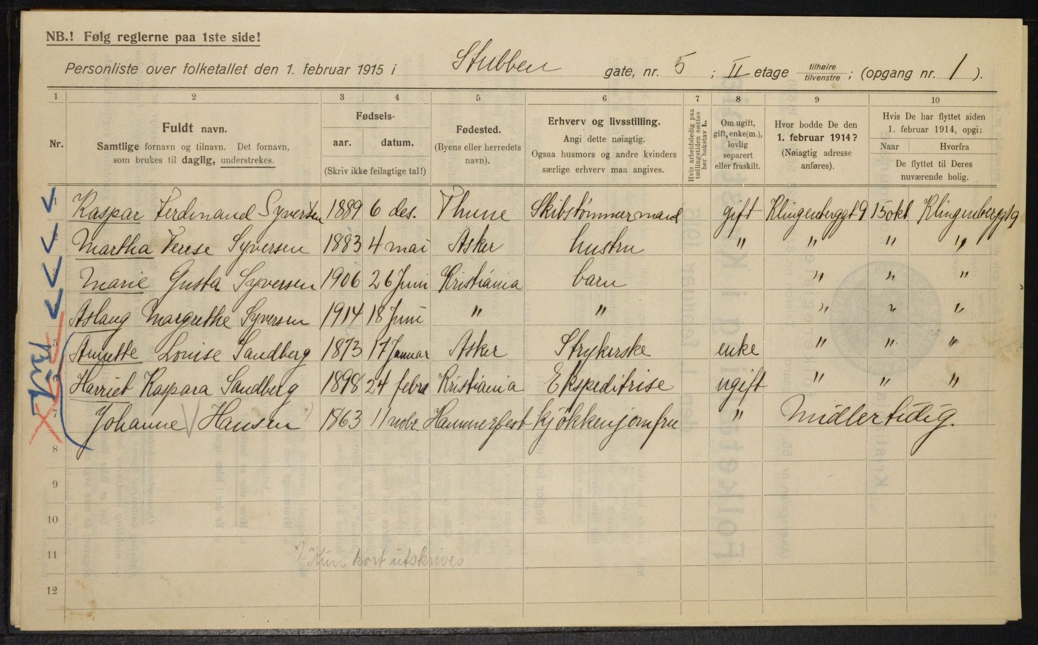 OBA, Municipal Census 1915 for Kristiania, 1915, p. 104673