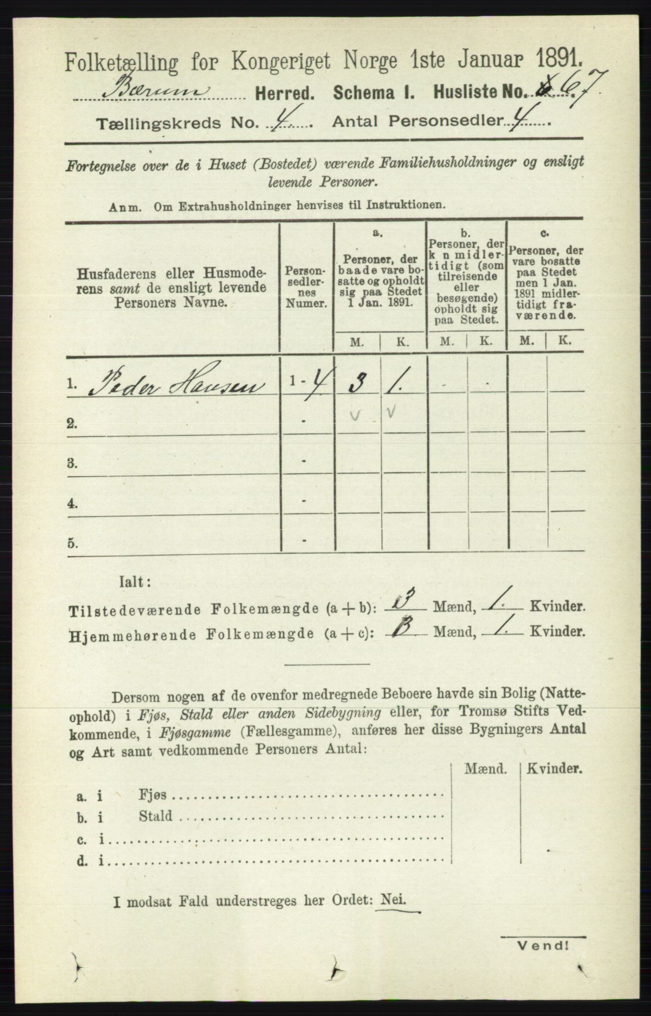 RA, 1891 census for 0219 Bærum, 1891, p. 2472