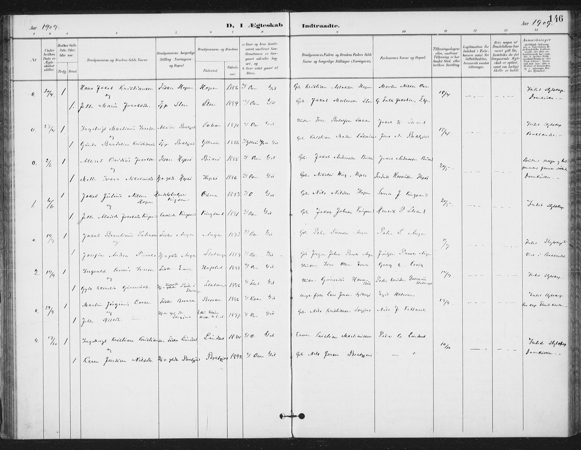 Ministerialprotokoller, klokkerbøker og fødselsregistre - Sør-Trøndelag, SAT/A-1456/658/L0723: Parish register (official) no. 658A02, 1897-1912, p. 146