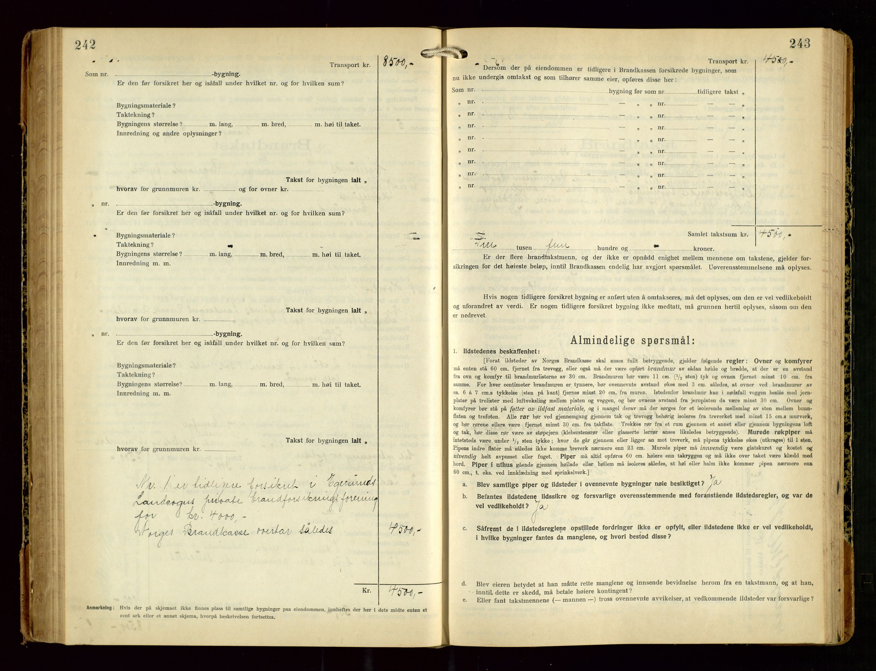 Eigersund lensmannskontor, AV/SAST-A-100171/Gob/L0005: "Brandtakstprotokoll", 1925-1934, p. 242-243