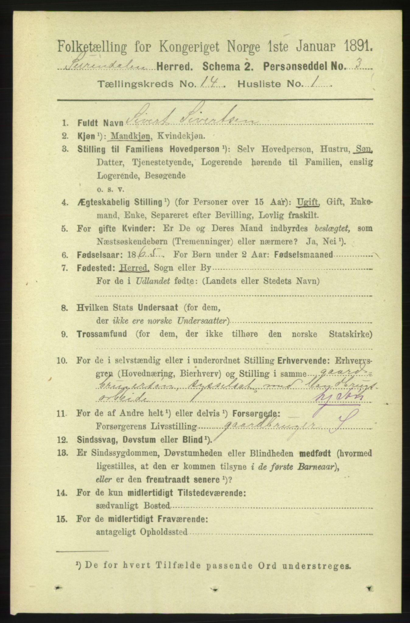 RA, 1891 census for 1566 Surnadal, 1891, p. 3506