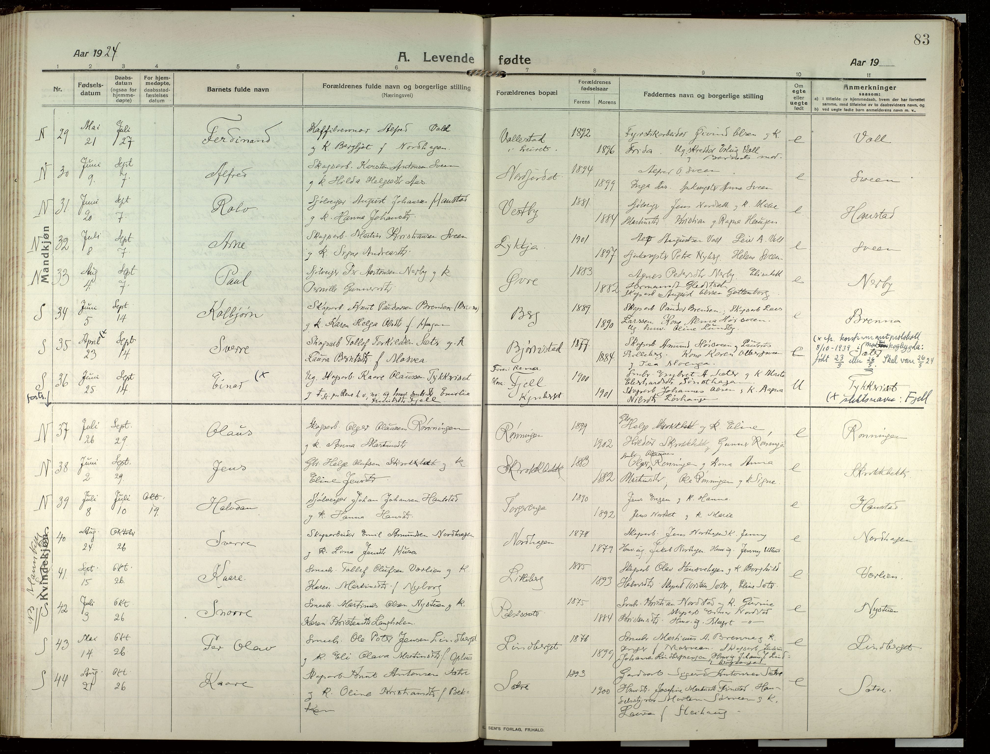 Elverum prestekontor, AV/SAH-PREST-044/H/Ha/Haa/L0022: Parish register (official) no. 22, 1913-1924, p. 83