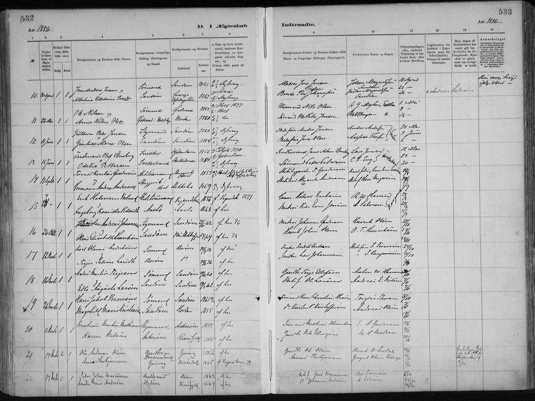 Dypvåg sokneprestkontor, AV/SAK-1111-0007/F/Fa/Faa/L0008: Parish register (official) no. A 8, 1885-1906, p. 532-533