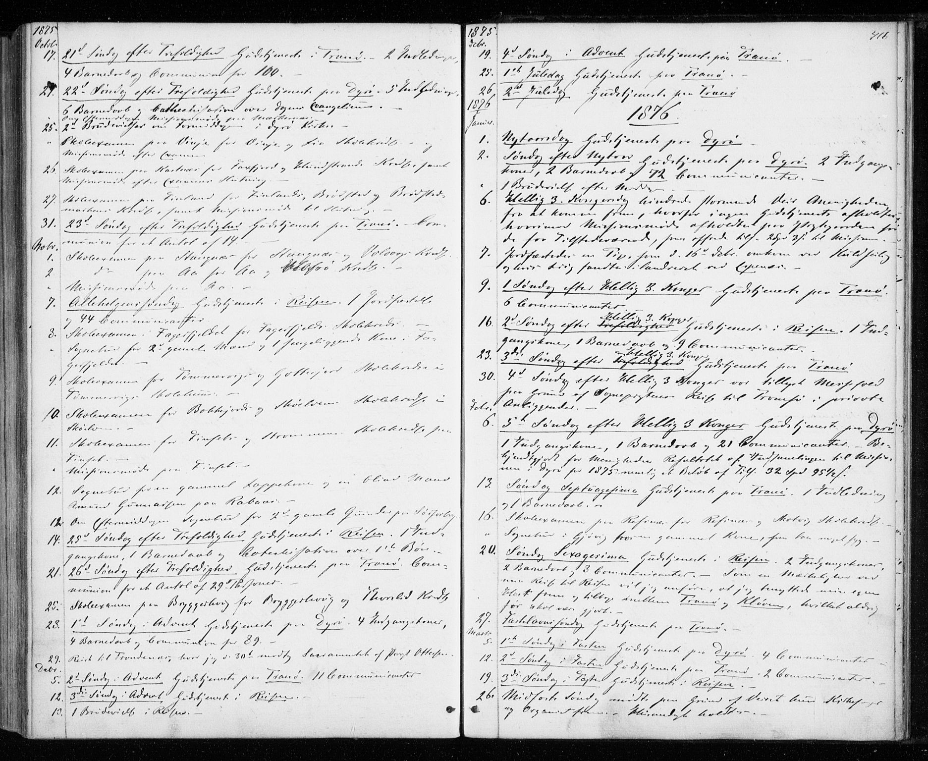 Tranøy sokneprestkontor, AV/SATØ-S-1313/I/Ia/Iaa/L0008kirke: Parish register (official) no. 8, 1867-1877, p. 416