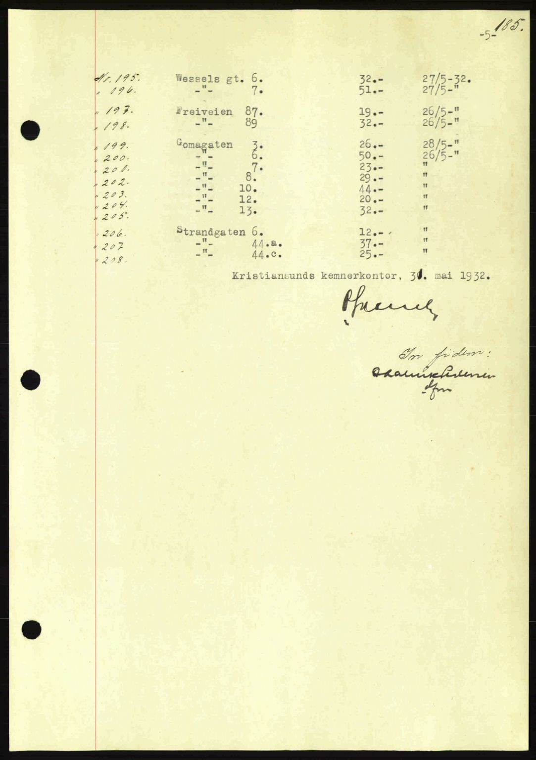 Kristiansund byfogd, AV/SAT-A-4587/A/27: Mortgage book no. 26, 1931-1933, Deed date: 31.05.1932