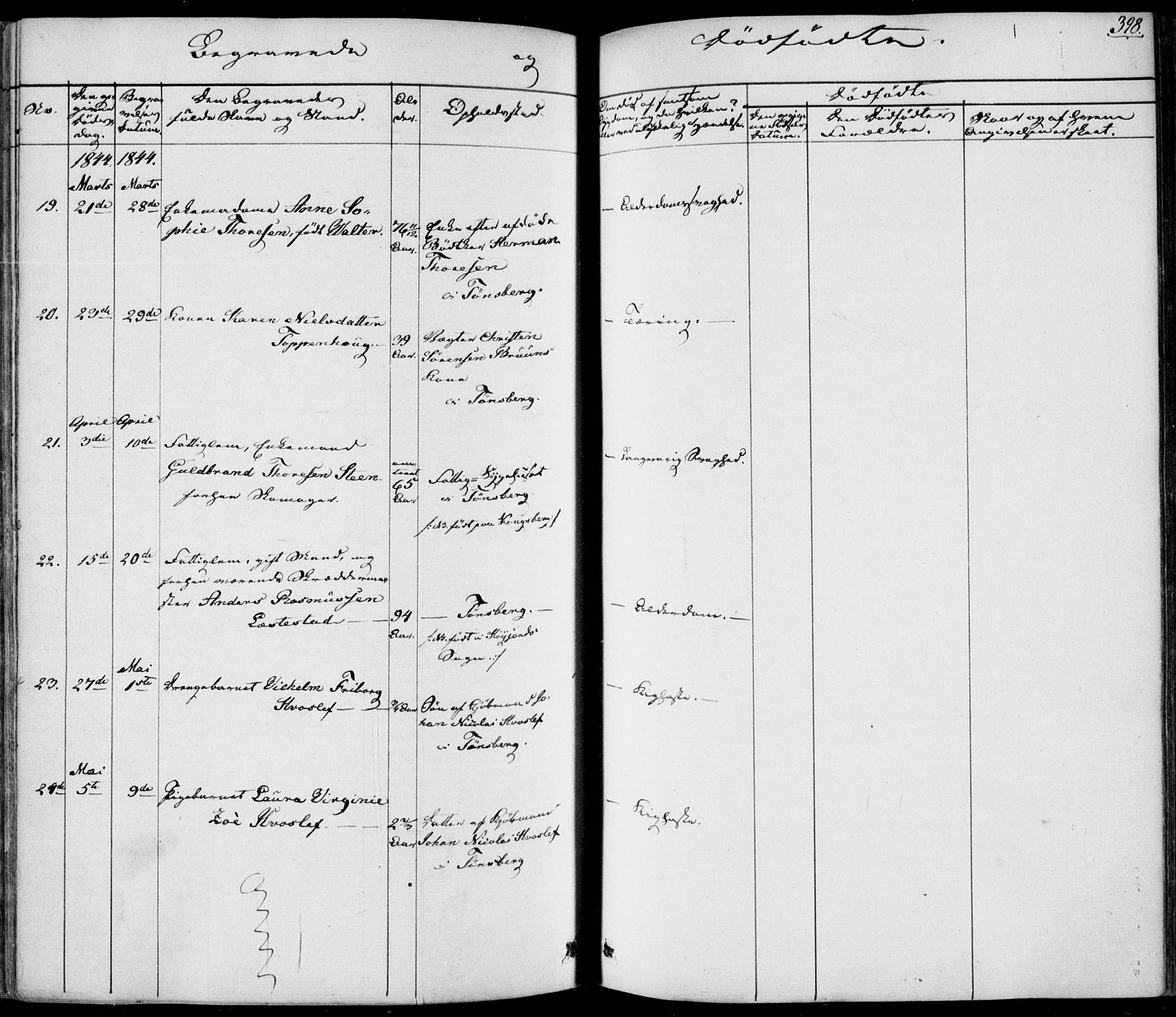 Tønsberg kirkebøker, AV/SAKO-A-330/F/Fa/L0006: Parish register (official) no. I 6, 1836-1844, p. 398