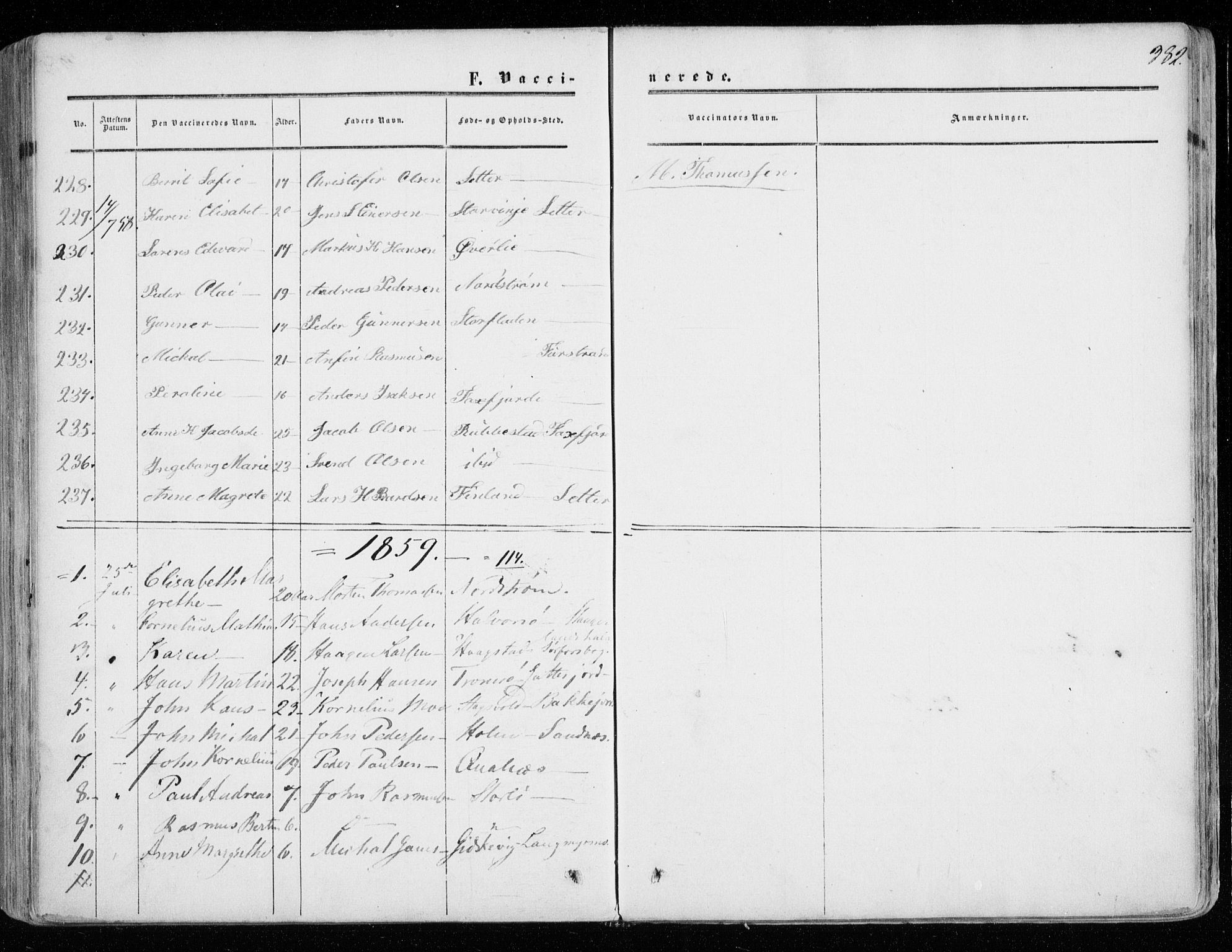 Tranøy sokneprestkontor, SATØ/S-1313/I/Ia/Iaa/L0007kirke: Parish register (official) no. 7, 1856-1866, p. 382