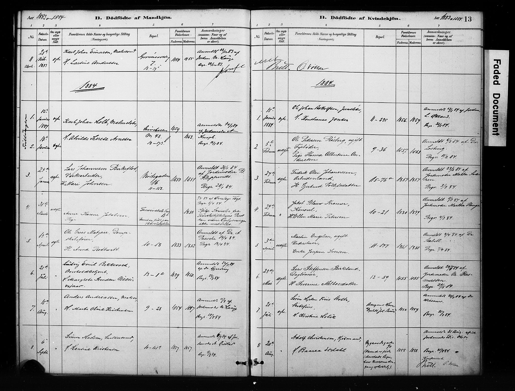 Domkirken sokneprestembete, SAB/A-74801/H/Hab/L0045: Parish register (copy) no. G 1, 1878-1916, p. 13