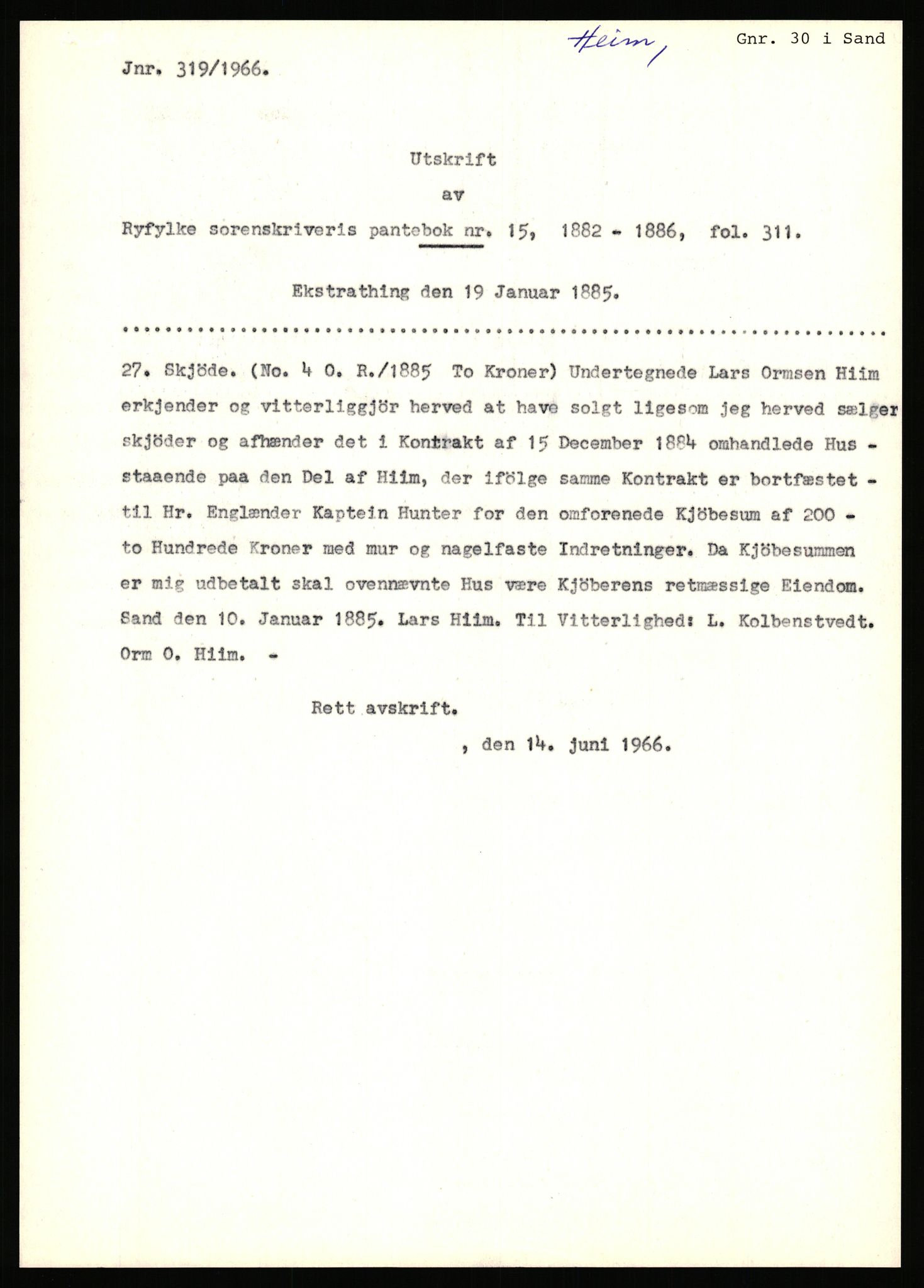 Statsarkivet i Stavanger, SAST/A-101971/03/Y/Yj/L0033: Avskrifter sortert etter gårdsnavn: Hausland - Helgeland i Avaldsnes, 1750-1930, p. 598