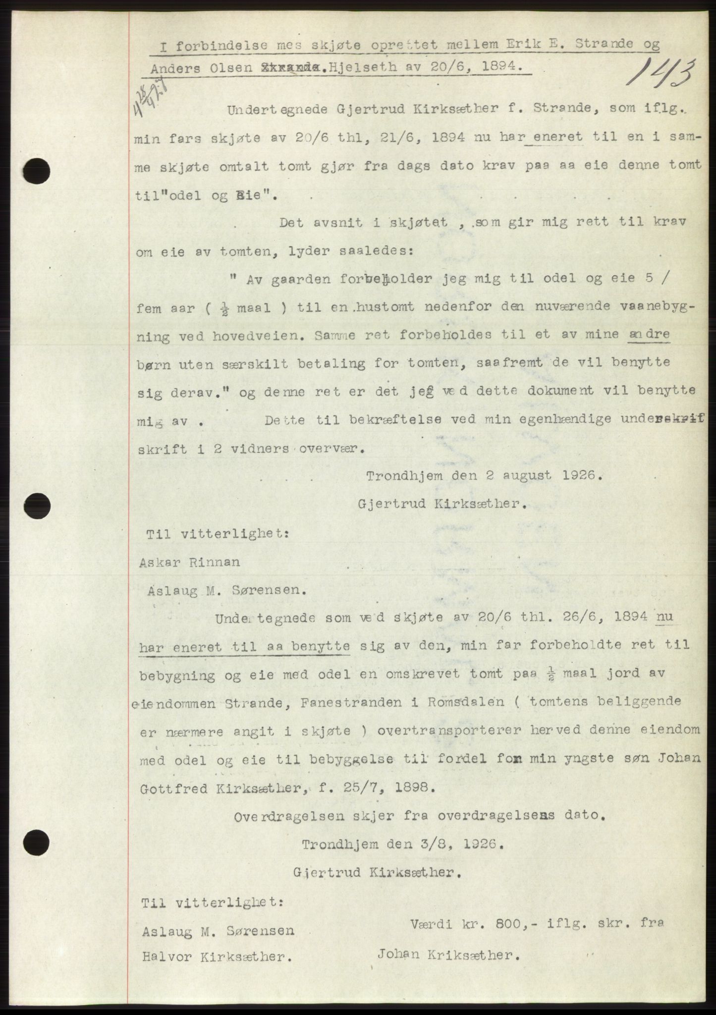 Romsdal sorenskriveri, AV/SAT-A-4149/1/2/2C/L0052: Mortgage book no. 46, 1927-1927, Deed date: 28.04.1927