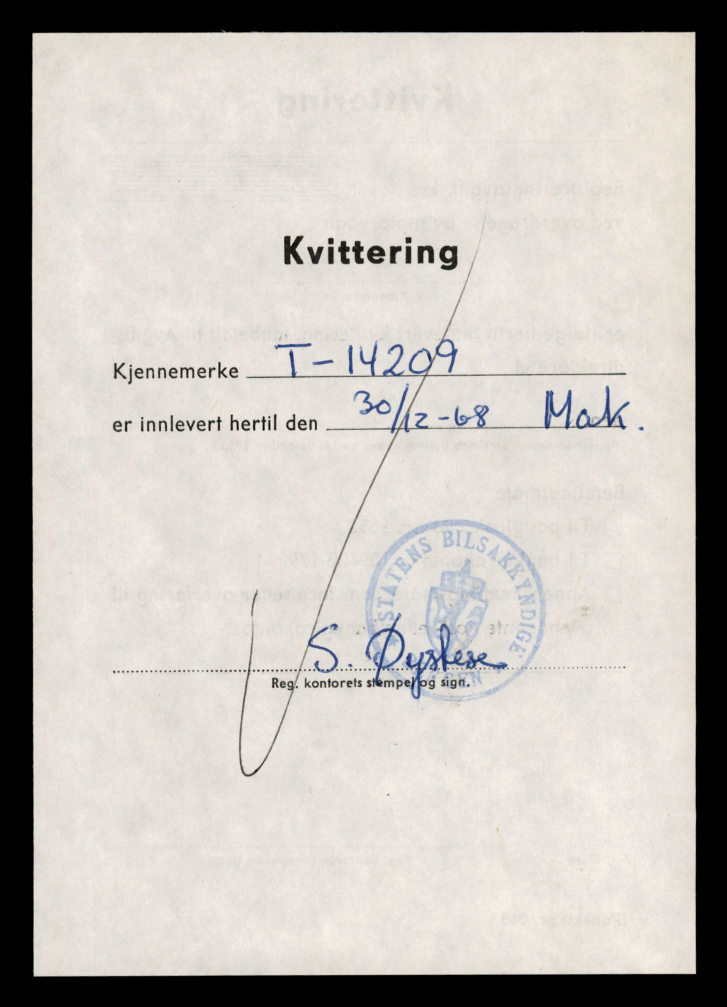 Møre og Romsdal vegkontor - Ålesund trafikkstasjon, AV/SAT-A-4099/F/Fe/L0044: Registreringskort for kjøretøy T 14205 - T 14319, 1927-1998, p. 157