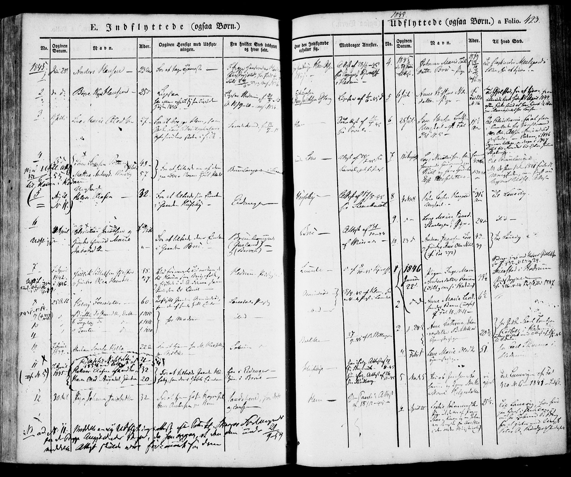 Tjølling kirkebøker, SAKO/A-60/F/Fa/L0006: Parish register (official) no. 6, 1835-1859, p. 423
