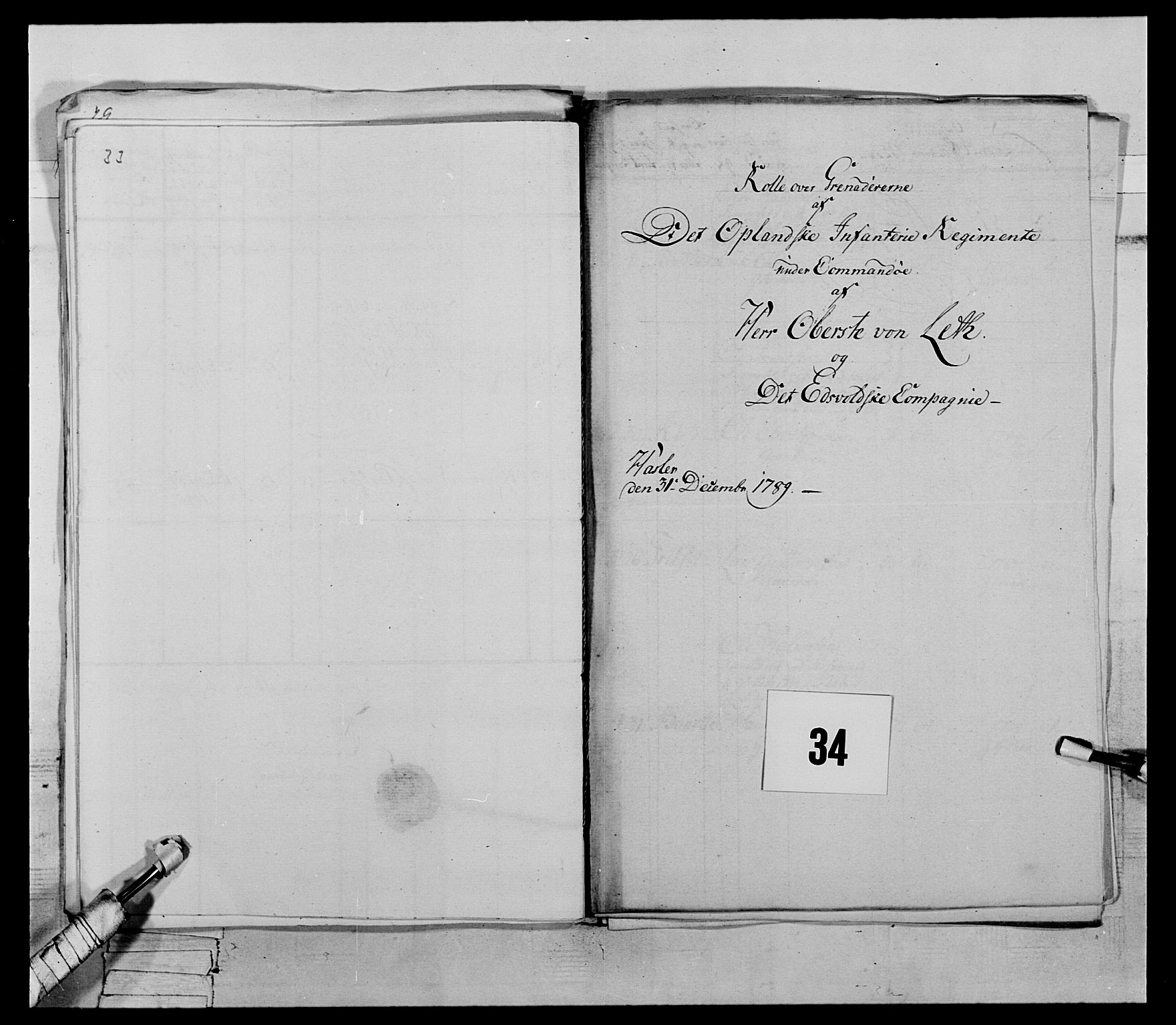 Generalitets- og kommissariatskollegiet, Det kongelige norske kommissariatskollegium, AV/RA-EA-5420/E/Eh/L0067: Opplandske nasjonale infanteriregiment, 1789-1797, p. 191