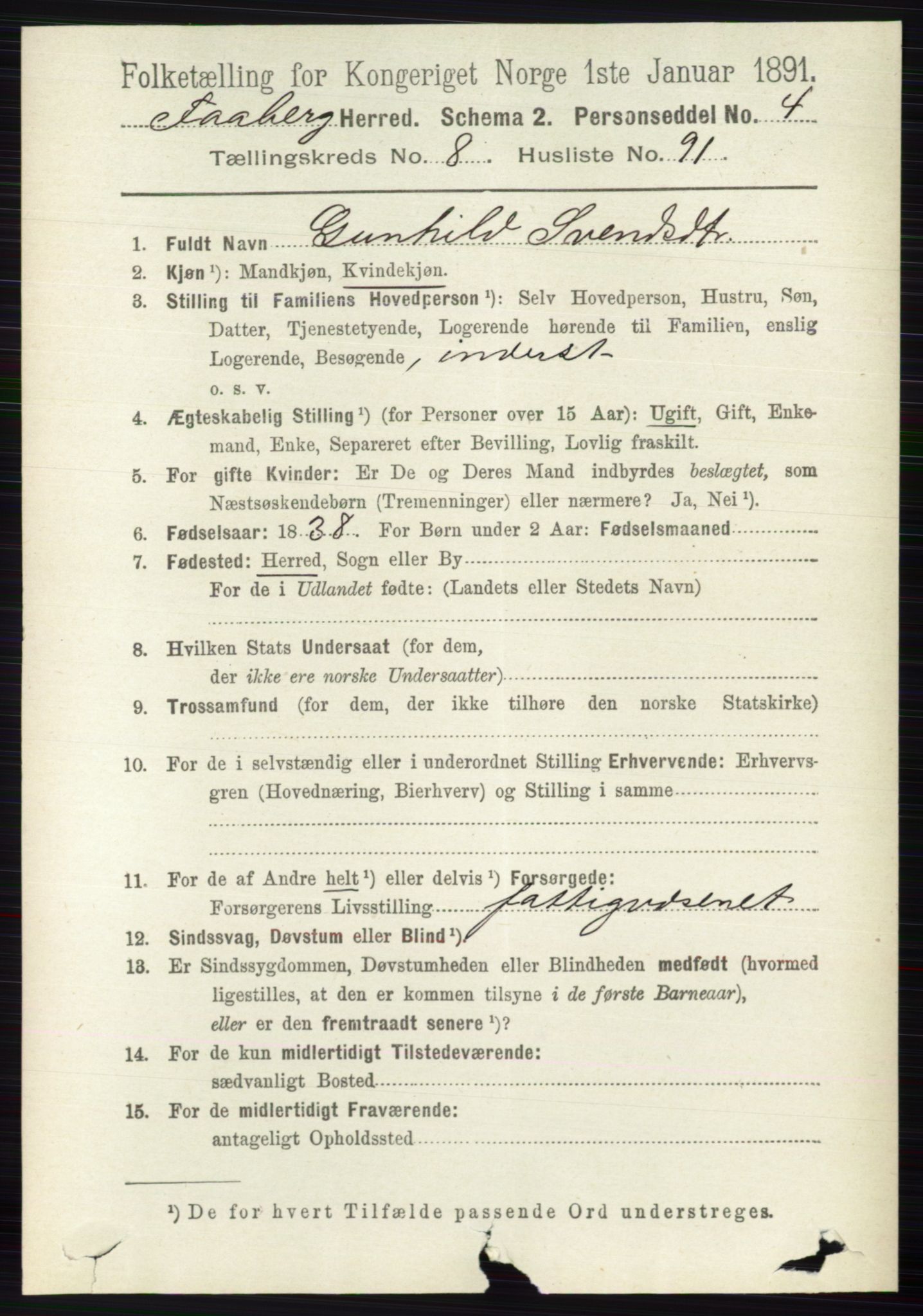 RA, 1891 census for 0524 Fåberg, 1891, p. 3845