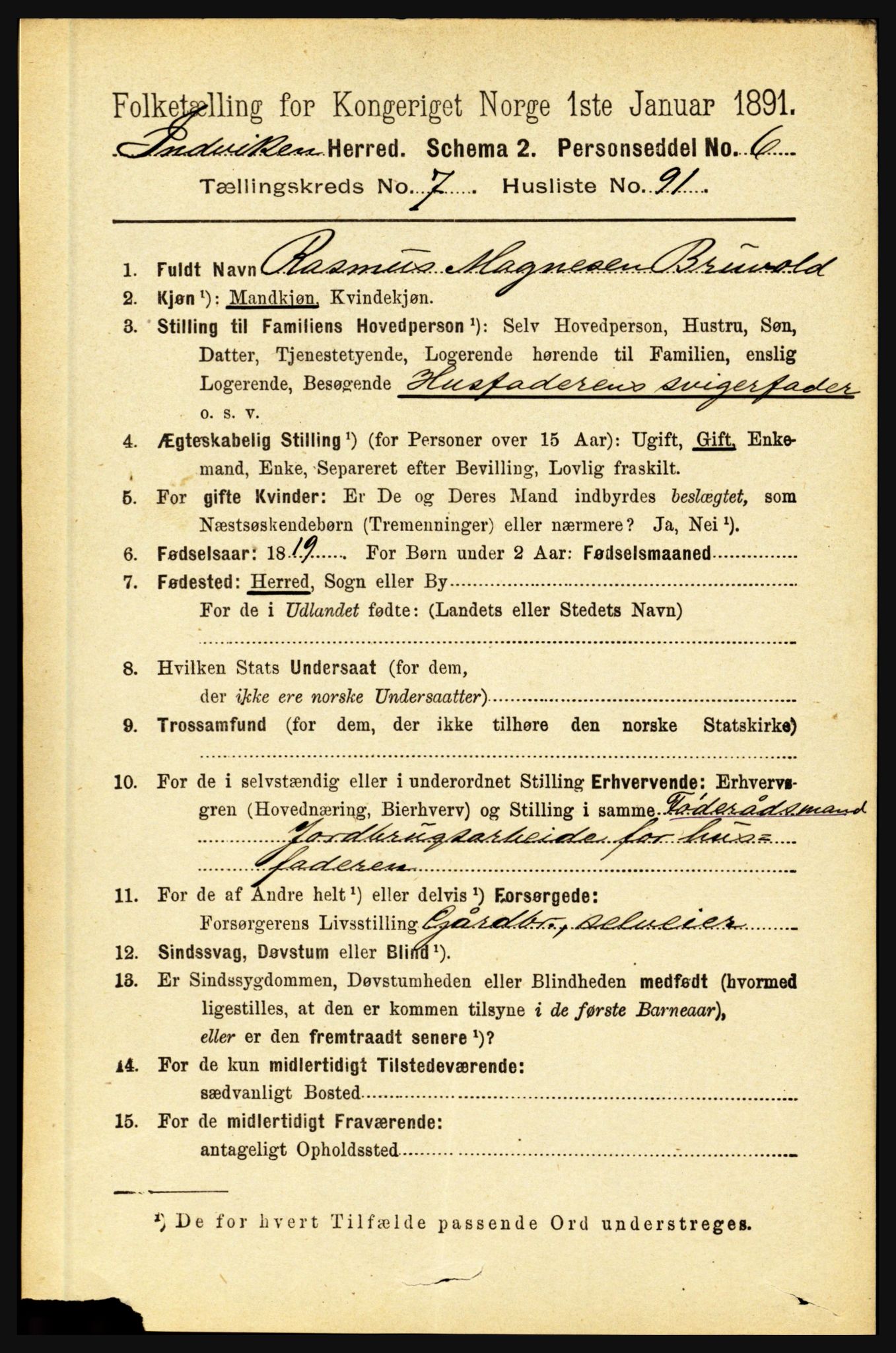 RA, 1891 census for 1447 Innvik, 1891, p. 3196