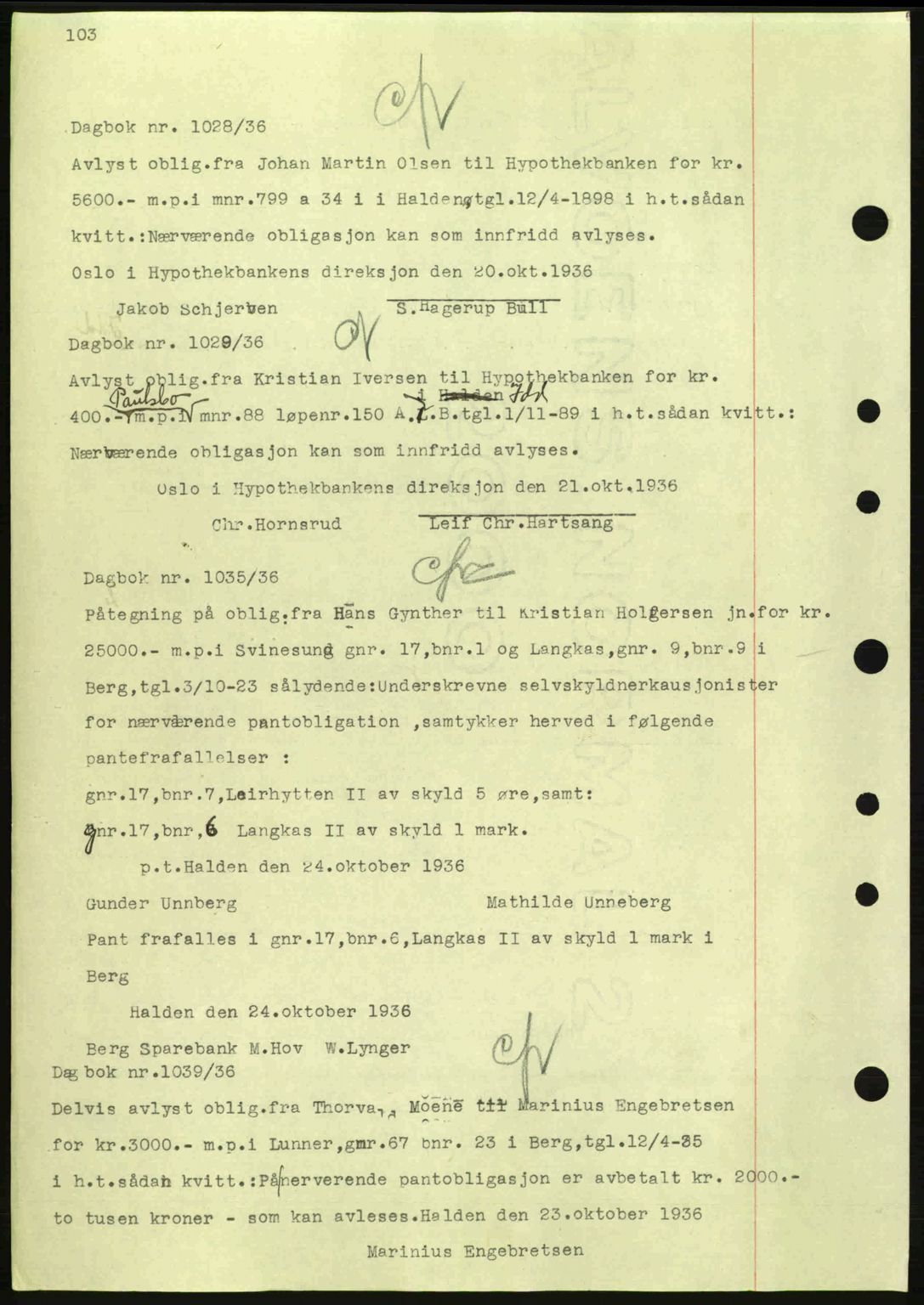 Idd og Marker sorenskriveri, AV/SAO-A-10283/G/Gb/Gbc/L0001: Mortgage book no. B1-3, 1936-1939, Diary no: : 1028/1936