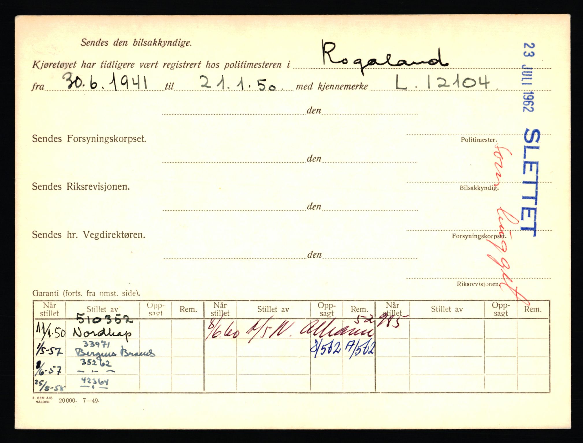 Stavanger trafikkstasjon, AV/SAST-A-101942/0/F/L0036: L-20000 - L-20499, 1930-1971, p. 912