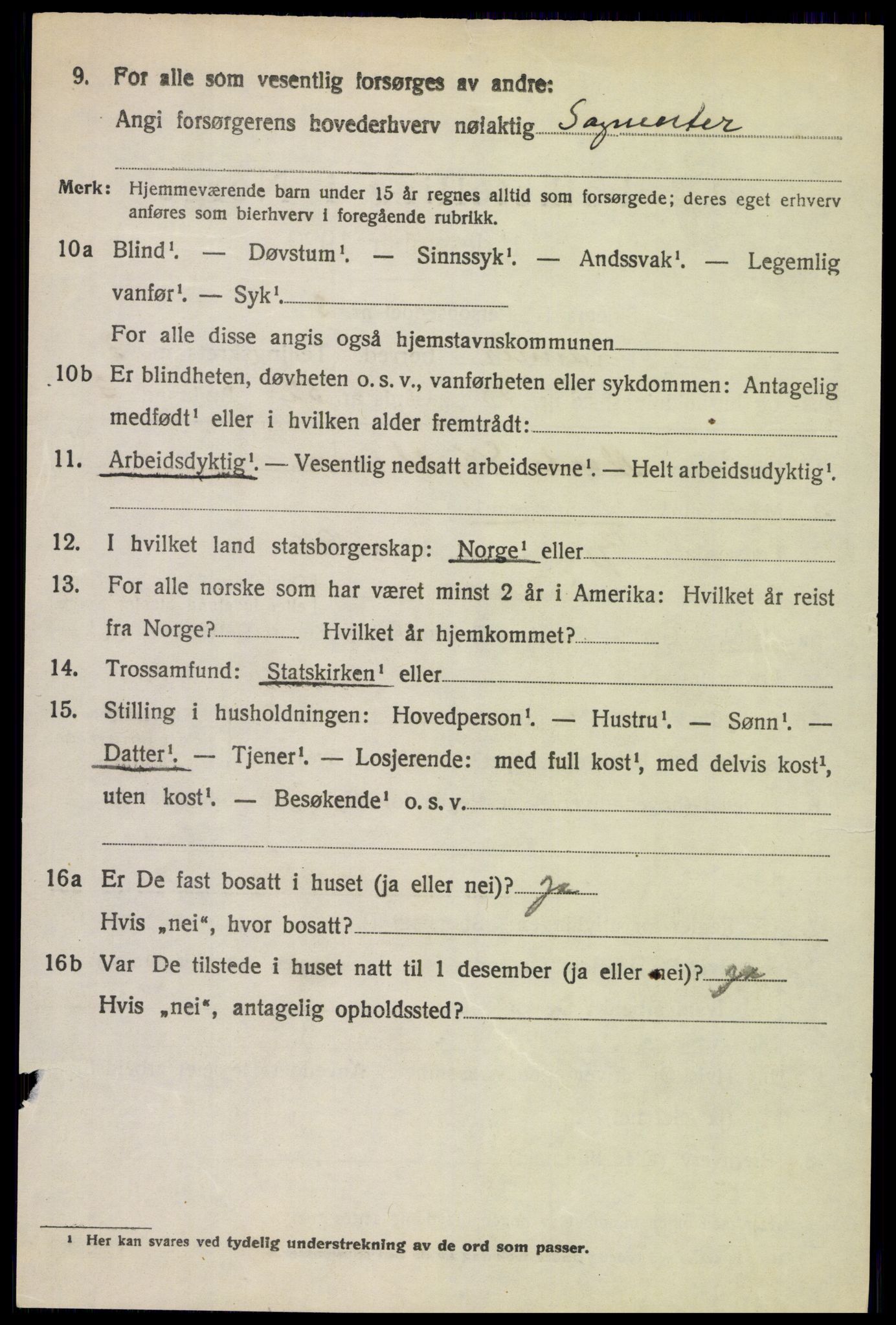 SAH, 1920 census for Lunner, 1920, p. 5358