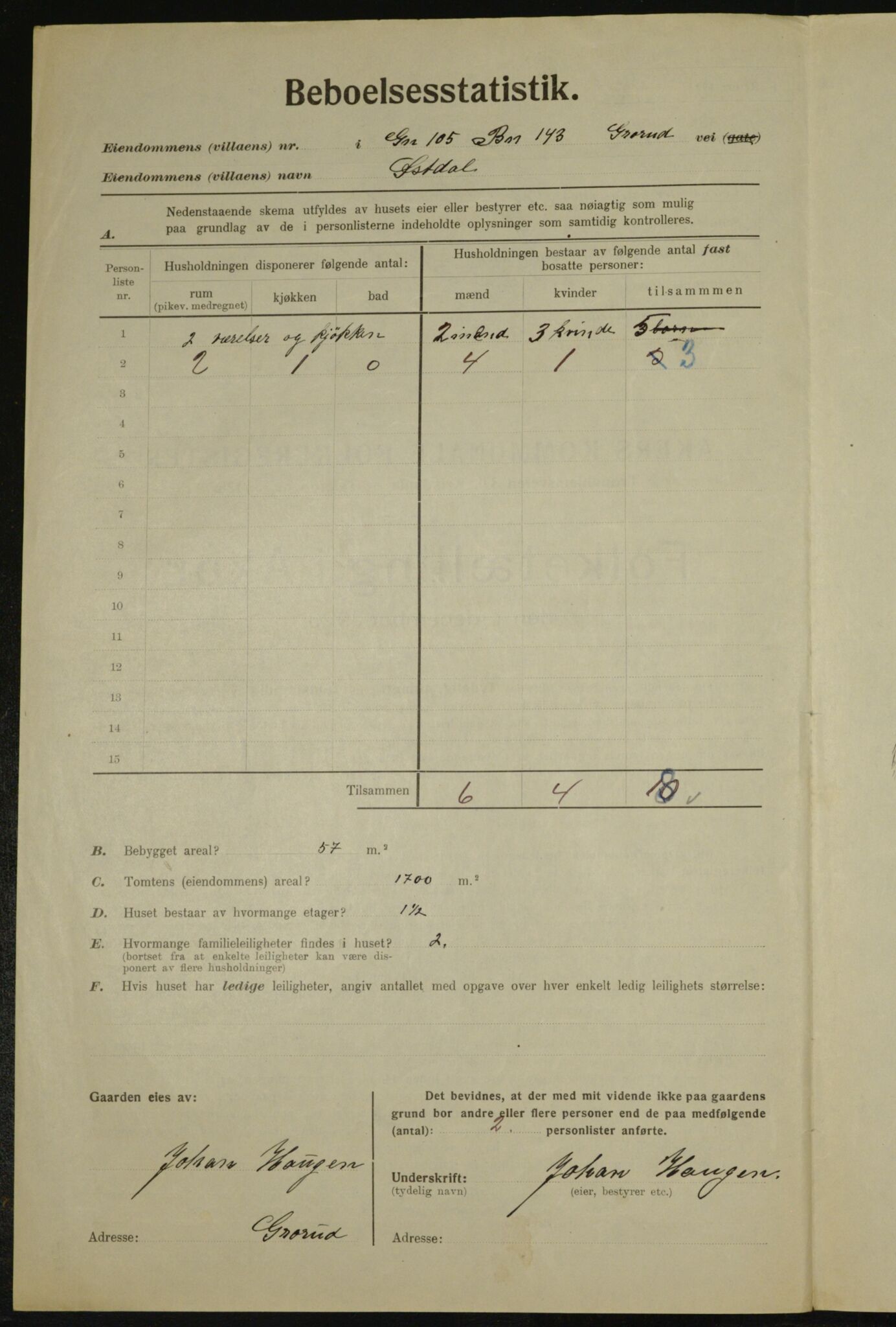 , Municipal Census 1923 for Aker, 1923, p. 25322