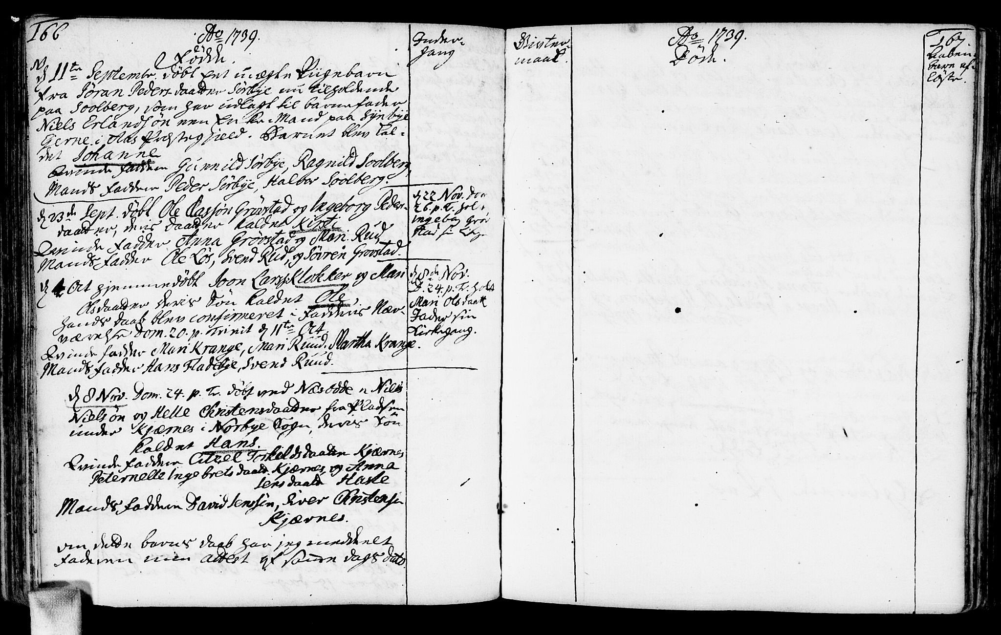 Nesodden prestekontor Kirkebøker, AV/SAO-A-10013/F/Fa/L0001: Parish register (official) no. I 1, 1709-1750, p. 166-167