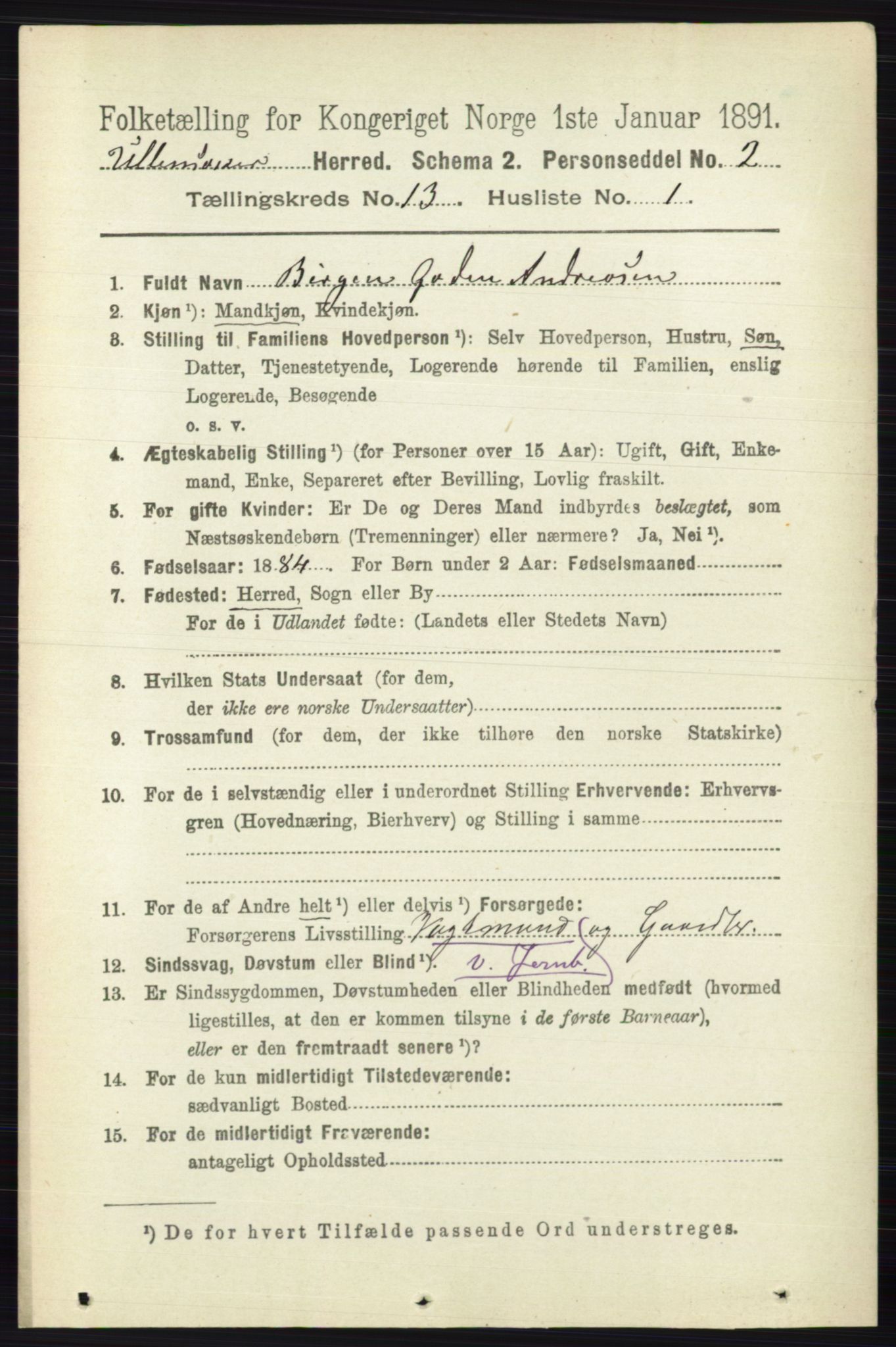 RA, 1891 census for 0235 Ullensaker, 1891, p. 5929