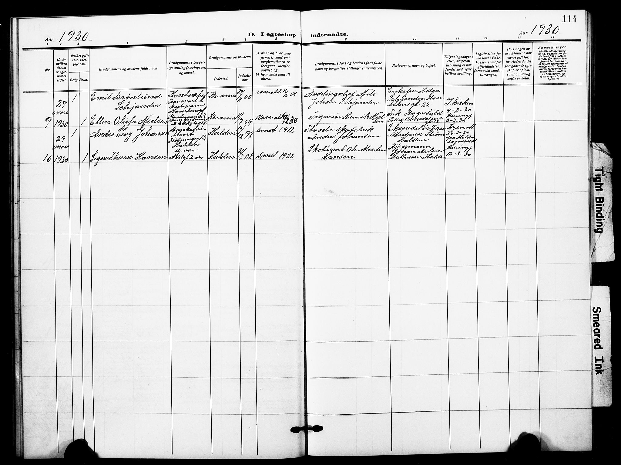 Johannes prestekontor Kirkebøker, AV/SAO-A-10852/F/Fa/L0013: Parish register (official) no. 13, 1919-1930, p. 114