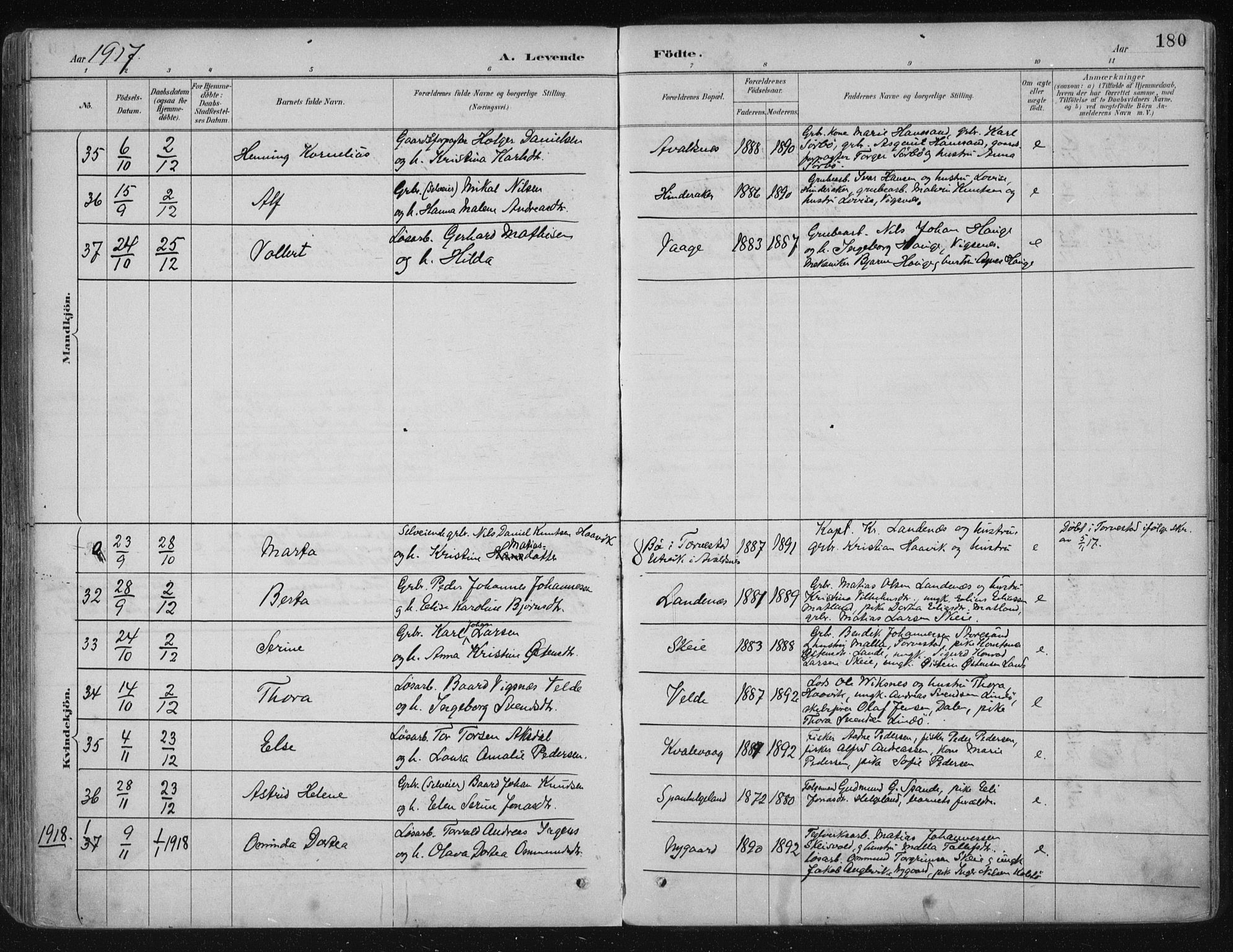 Avaldsnes sokneprestkontor, AV/SAST-A -101851/H/Ha/Haa/L0017: Parish register (official) no. A 17, 1889-1920, p. 180