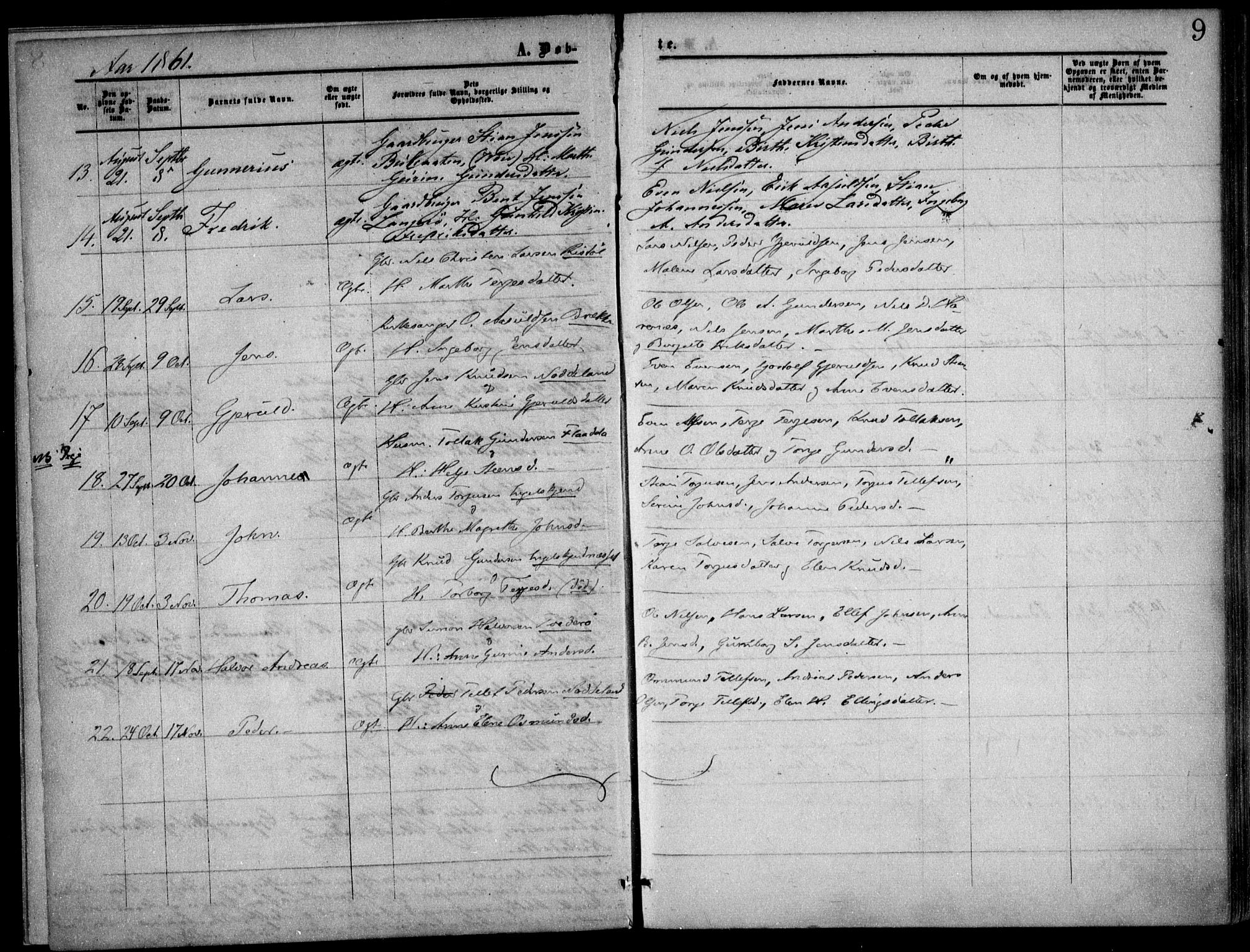 Austre Moland sokneprestkontor, AV/SAK-1111-0001/F/Fa/Faa/L0008: Parish register (official) no. A 8, 1858-1868, p. 9