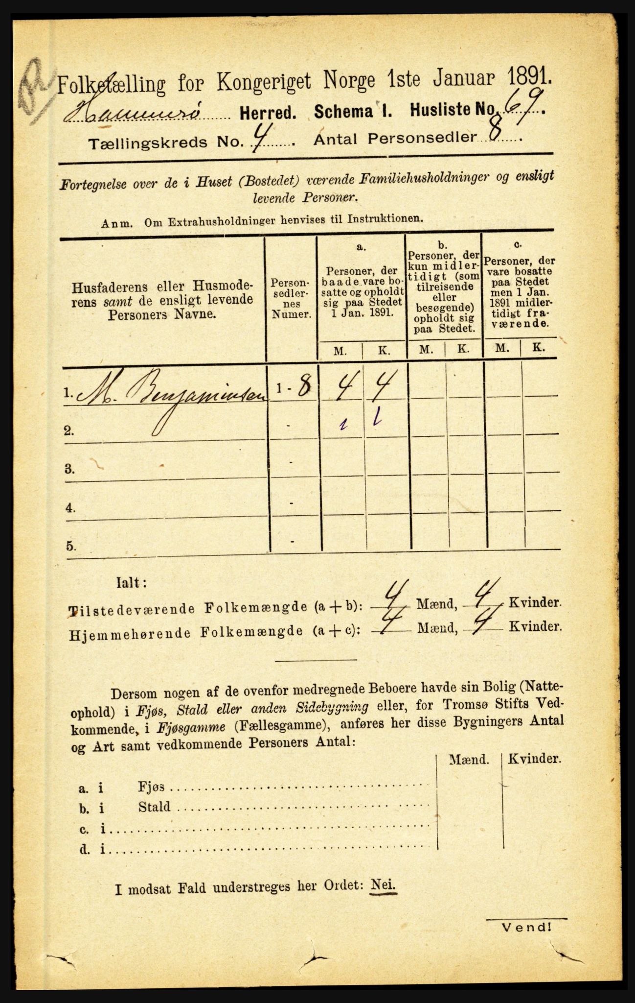 RA, 1891 census for 1849 Hamarøy, 1891, p. 1947