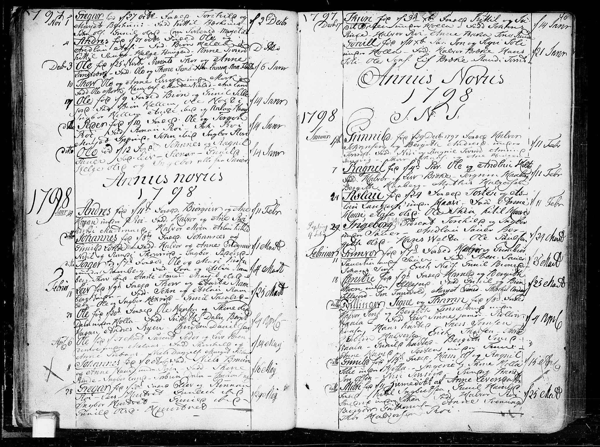 Heddal kirkebøker, SAKO/A-268/F/Fa/L0004: Parish register (official) no. I 4, 1784-1814, p. 40