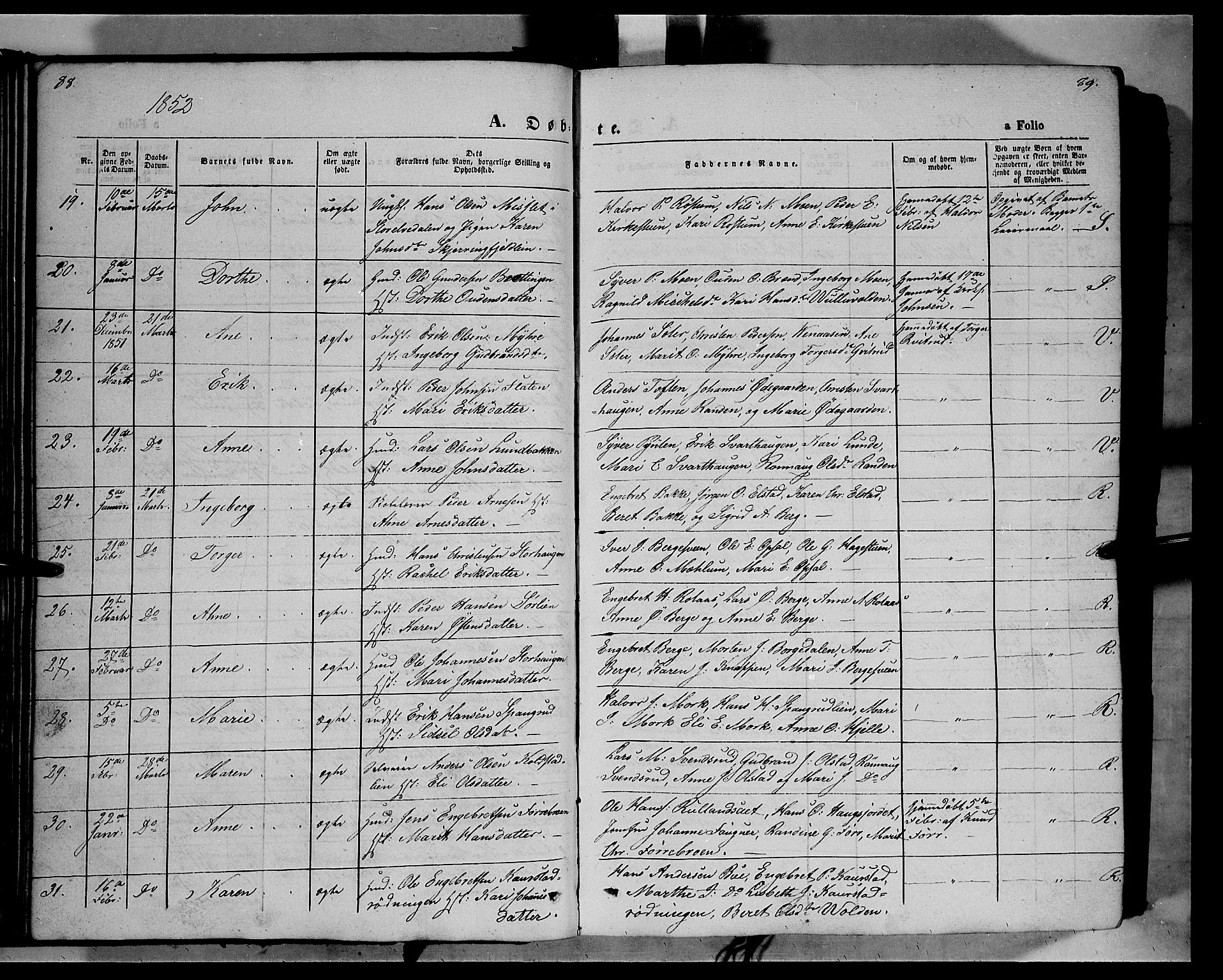 Ringebu prestekontor, AV/SAH-PREST-082/H/Ha/Haa/L0006: Parish register (official) no. 6, 1848-1859, p. 88-89