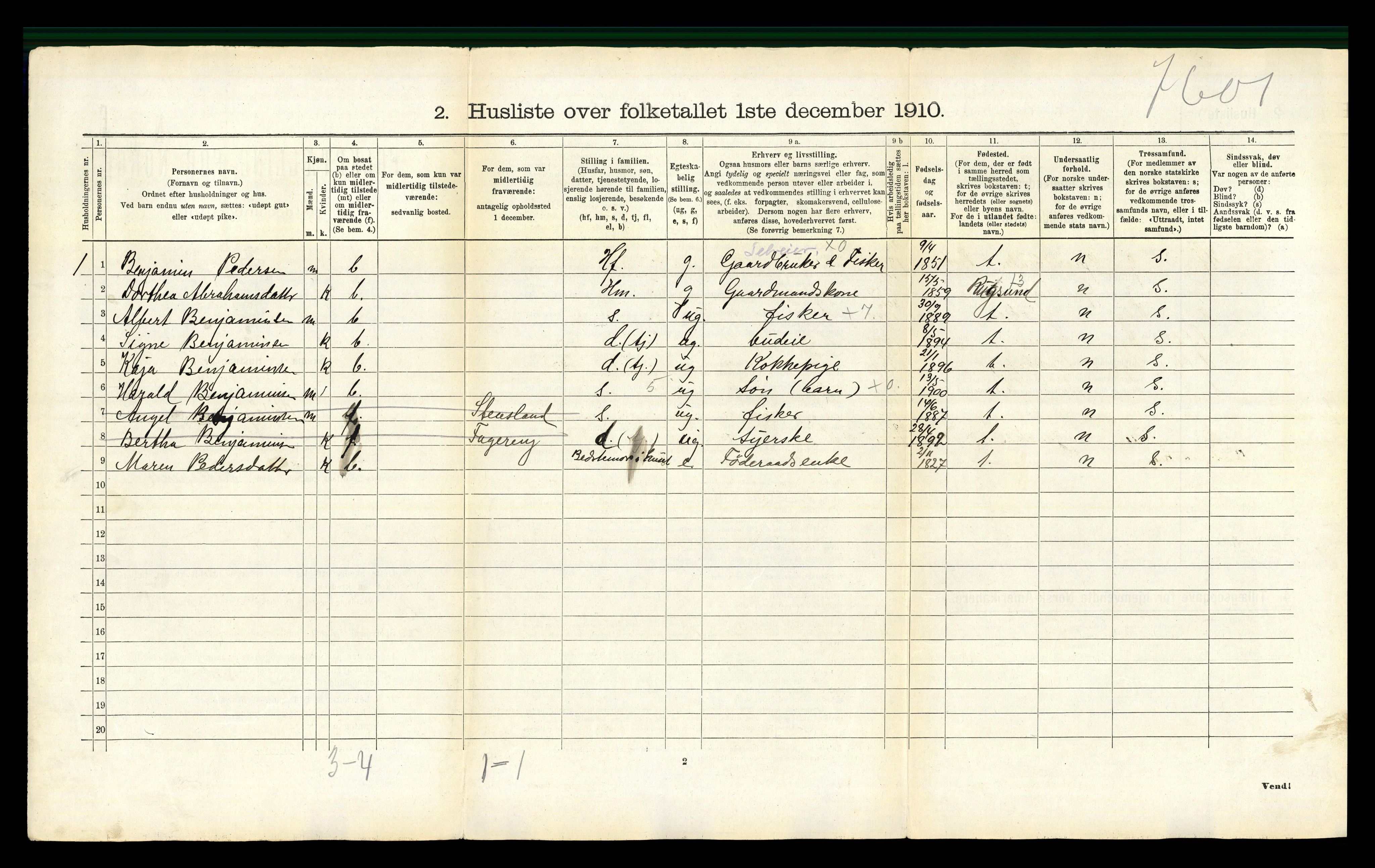 RA, 1910 census for Rødøy, 1910, p. 240