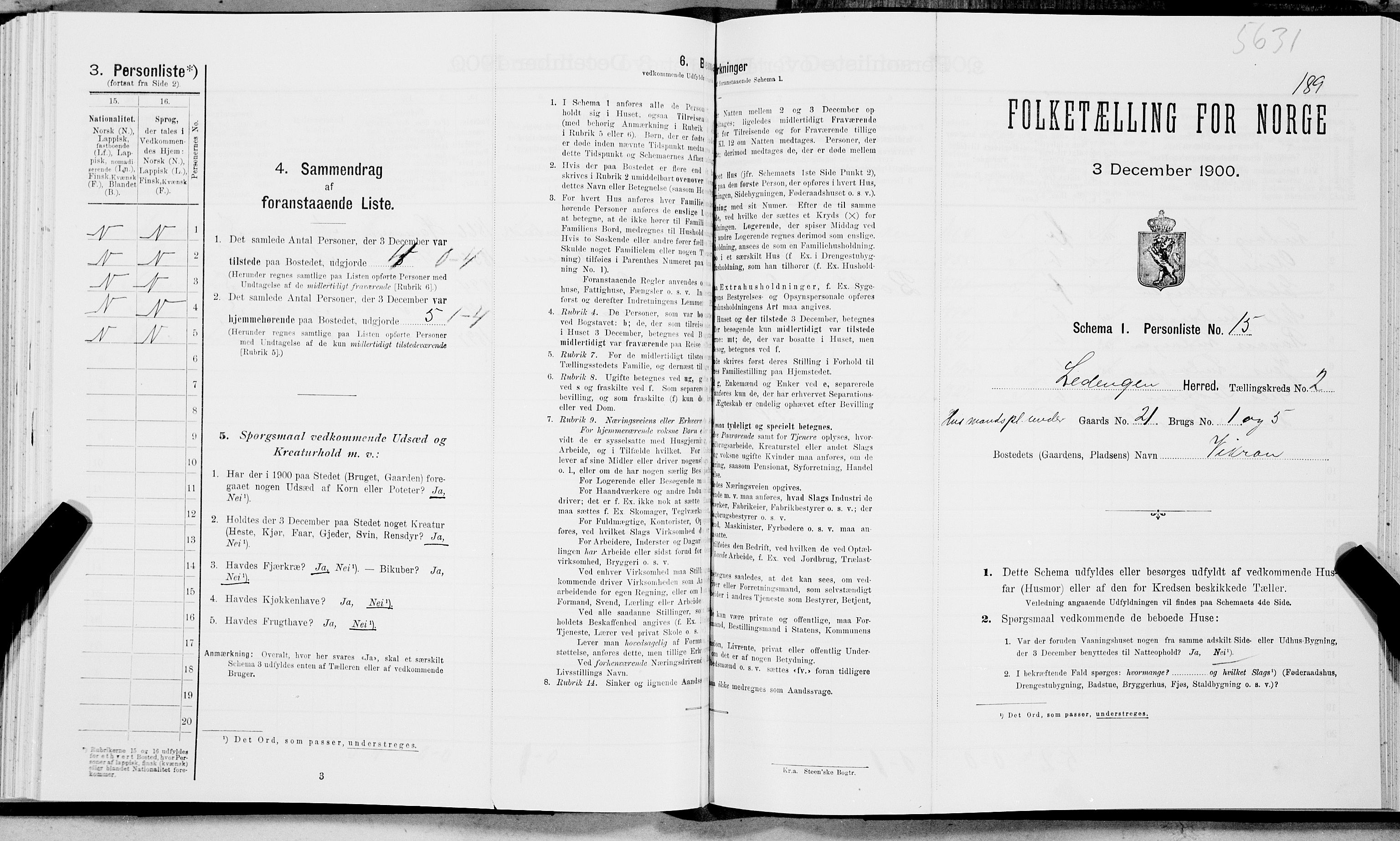 SAT, 1900 census for Ledingen, 1900, p. 200