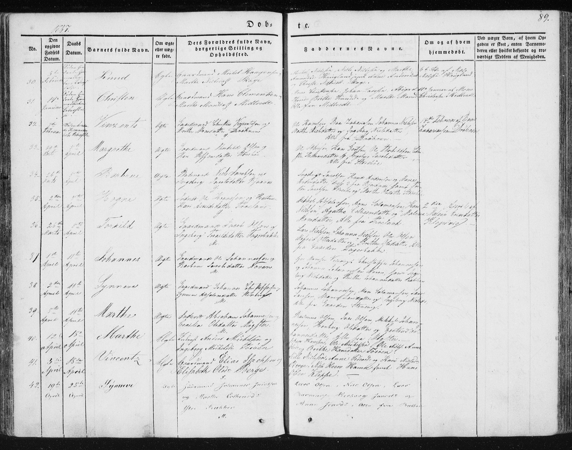 Sund sokneprestembete, AV/SAB-A-99930: Parish register (official) no. A 13, 1835-1849, p. 89