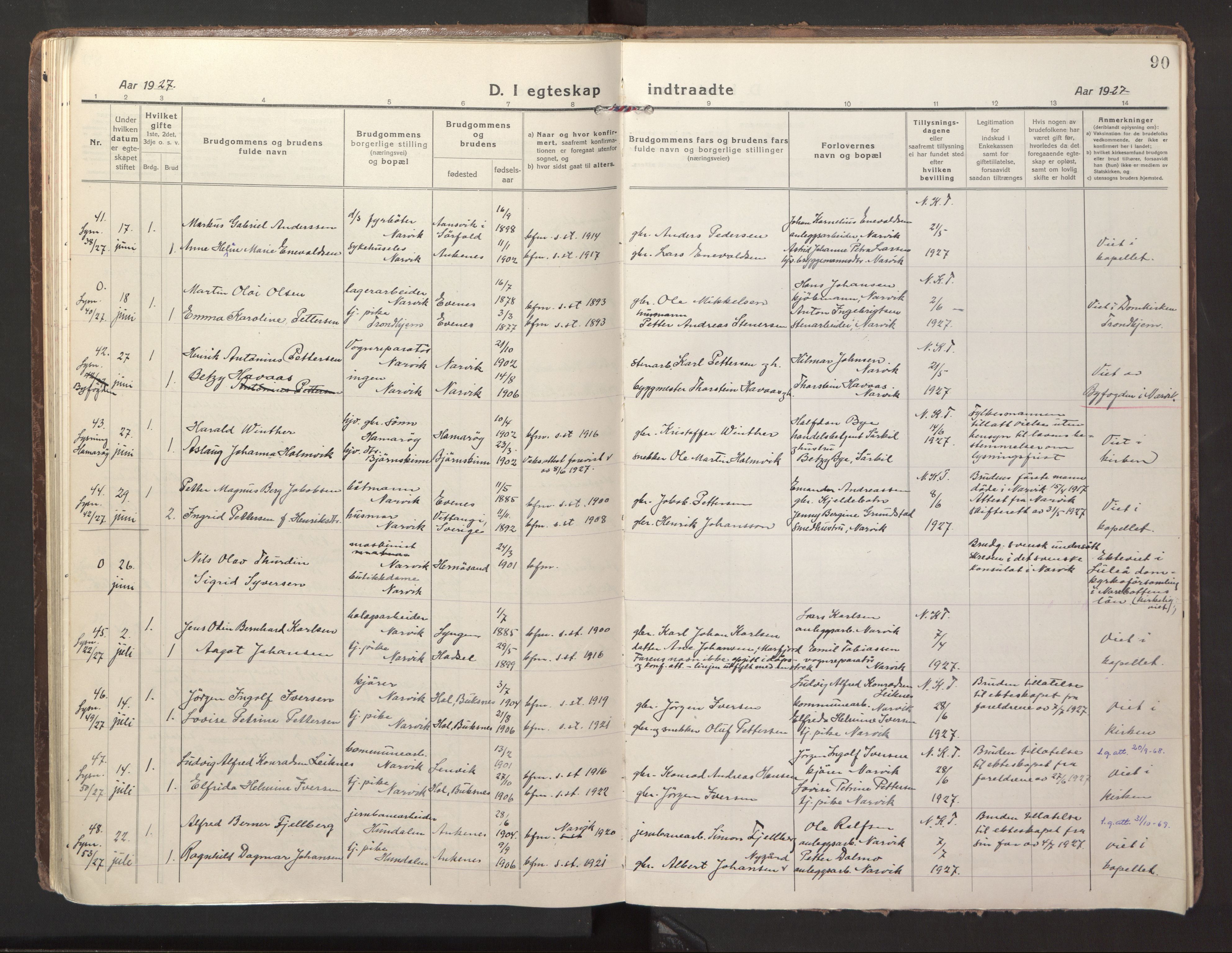 Ministerialprotokoller, klokkerbøker og fødselsregistre - Nordland, AV/SAT-A-1459/871/L1002: Parish register (official) no. 871A18, 1917-1926, p. 90