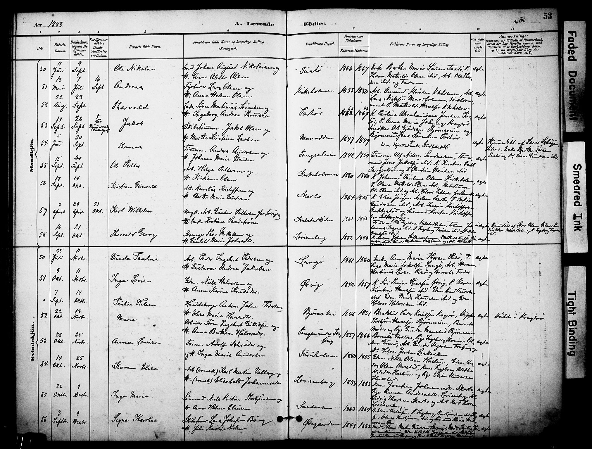 Skåtøy kirkebøker, AV/SAKO-A-304/F/Fa/L0002: Parish register (official) no. I 2, 1884-1899, p. 53