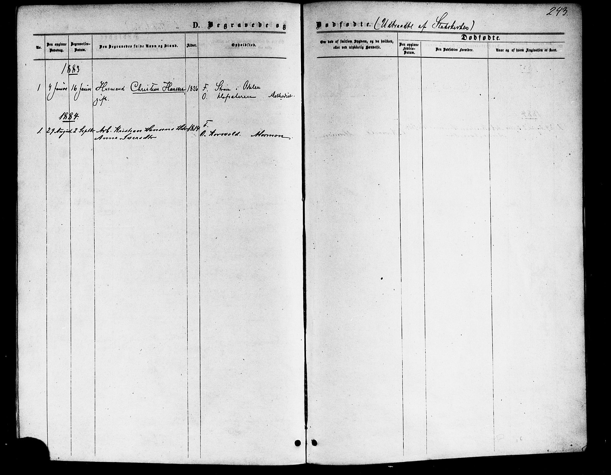 Vestre Aker prestekontor Kirkebøker, SAO/A-10025/F/Fa/L0006: Parish register (official) no. 6, 1873-1886, p. 243