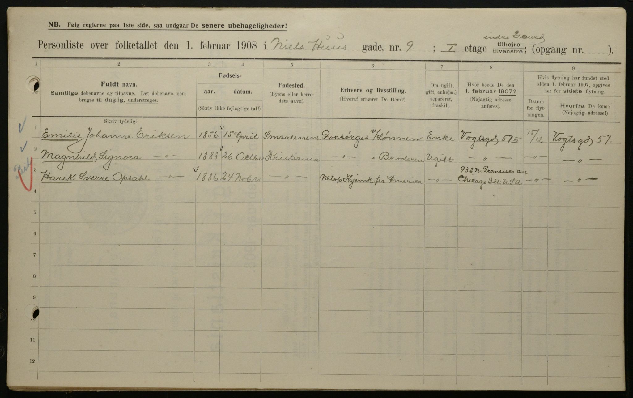 OBA, Municipal Census 1908 for Kristiania, 1908, p. 63658