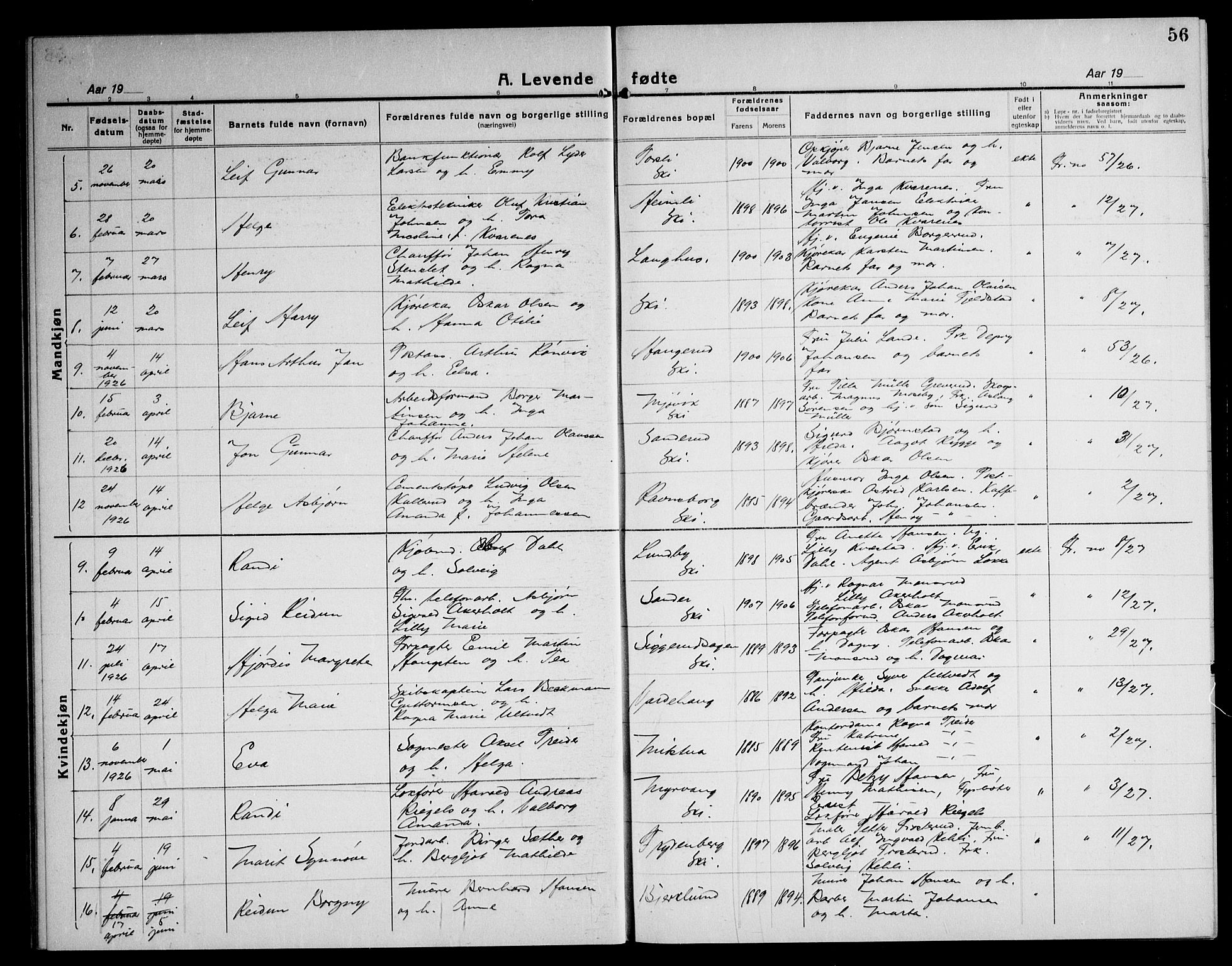 Kråkstad prestekontor Kirkebøker, AV/SAO-A-10125a/G/Gb/L0002: Parish register (copy) no. II 2, 1921-1941, p. 56