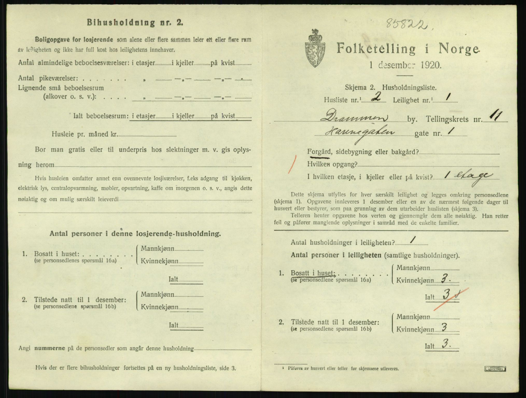 SAKO, 1920 census for Drammen, 1920, p. 17015